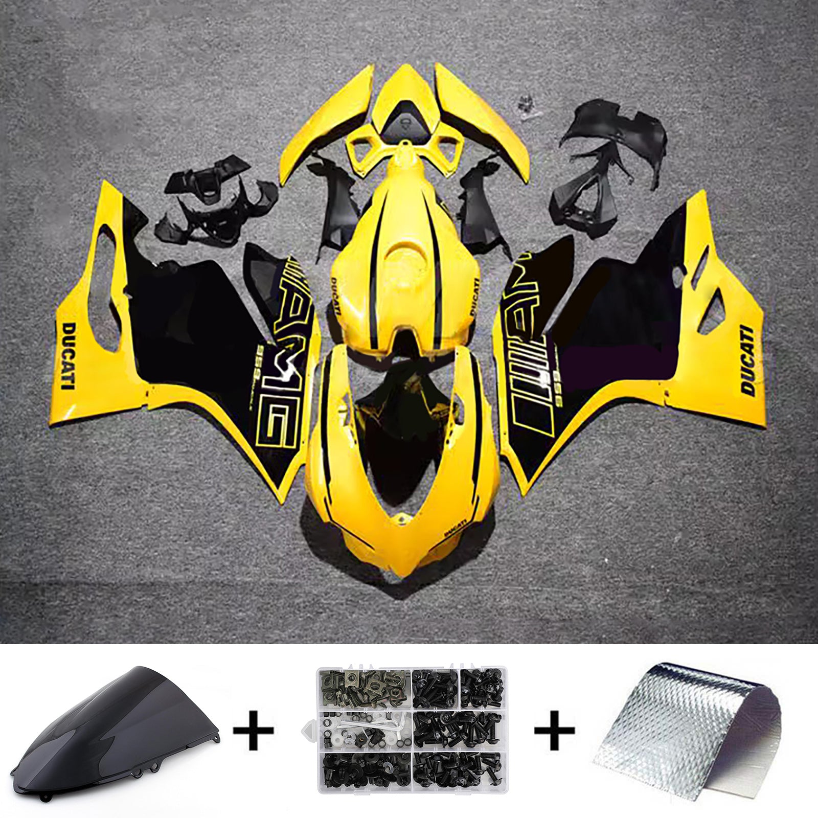 Amotopart 2012-2015 Ducati 899 Kit de carenagem preta amarela