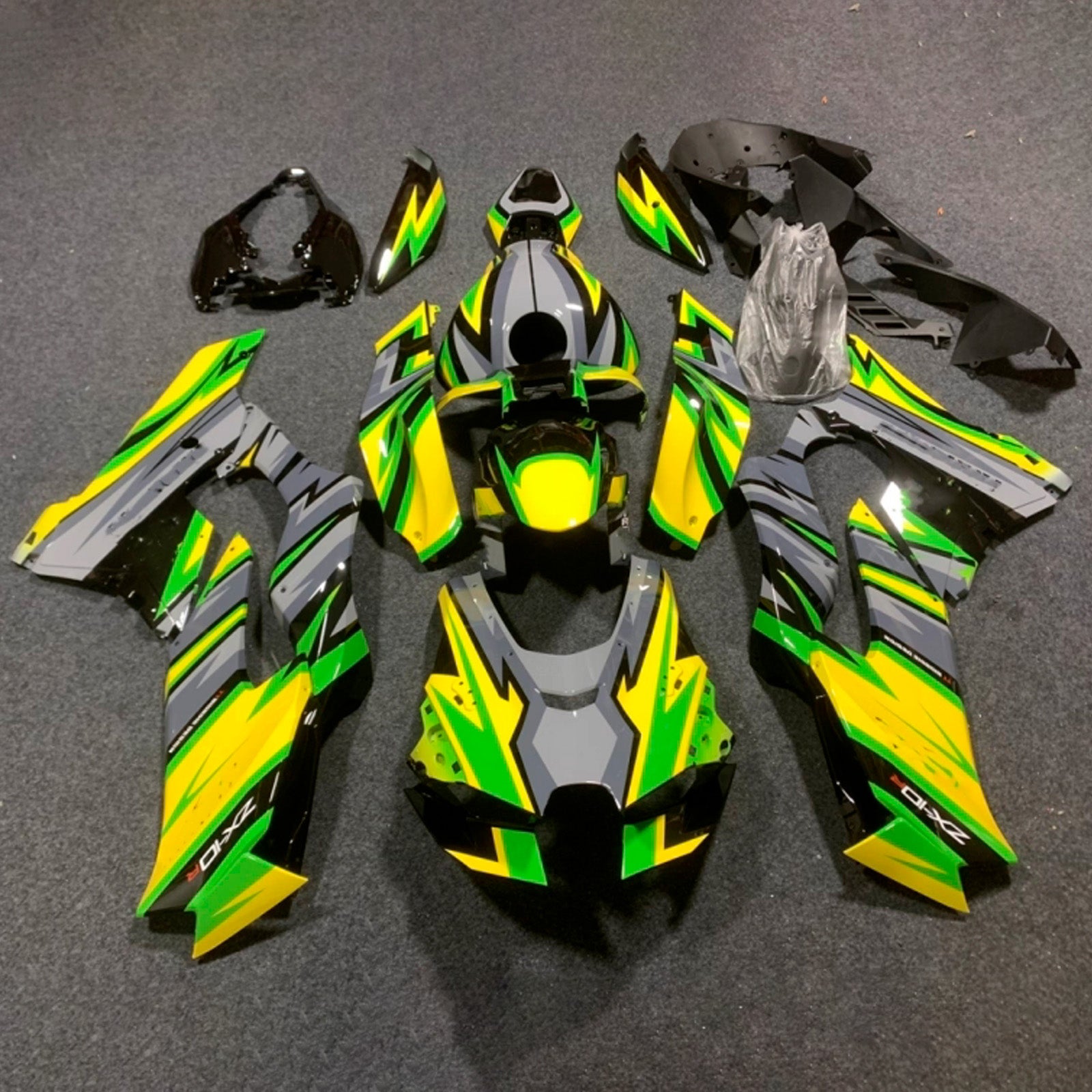Amotopart 2021-2025 Kawasaki ZX-10R/ZX-10RR Green Yellow Grey Fairing Kit