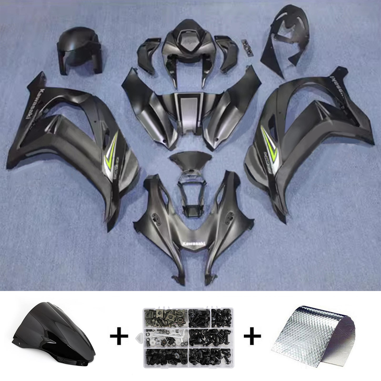 Amotopart 2016-2020 Kawasaki ZX10R Black Fairing Kit