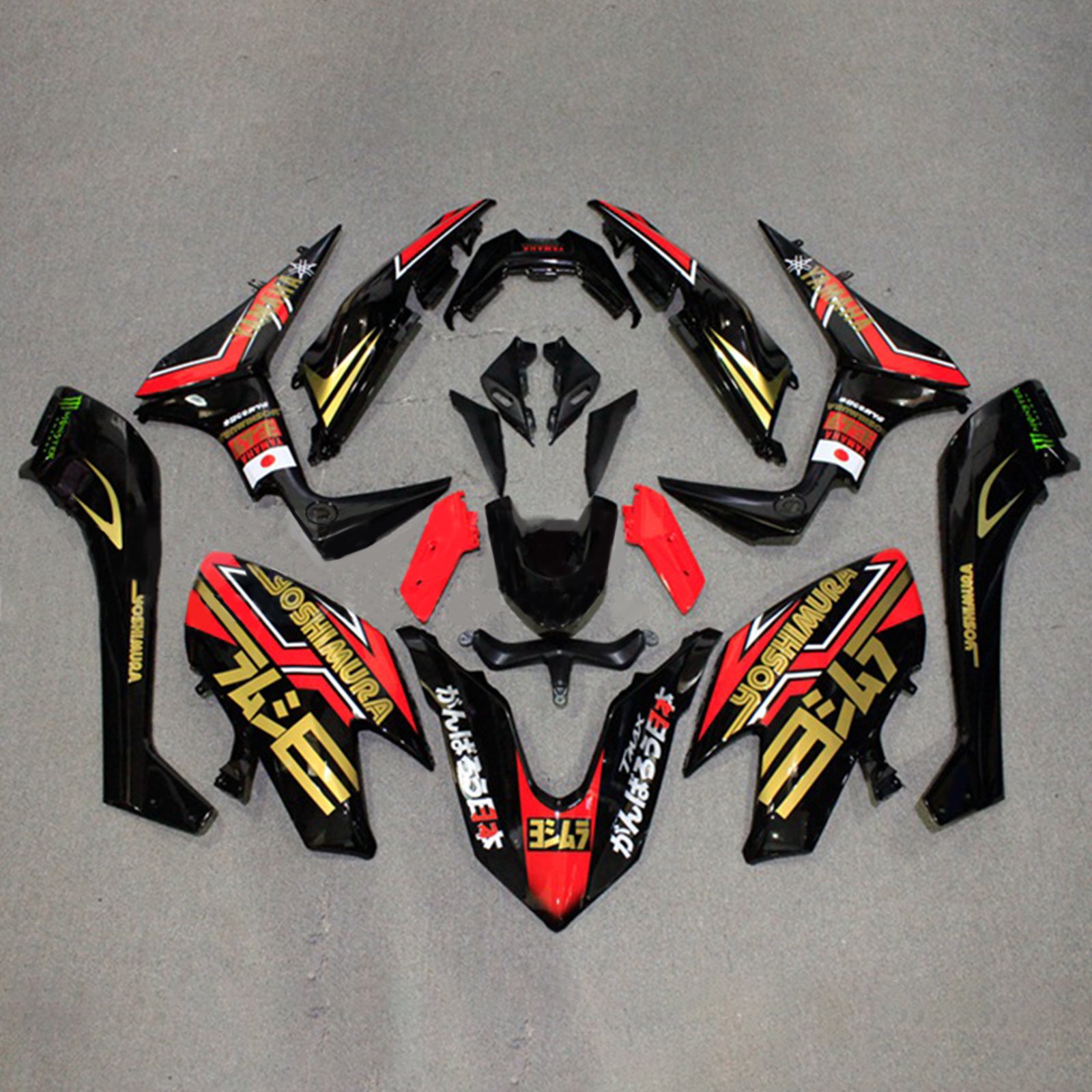 Amotopart 2017-2018 Yamaha T-Max Tmax530 Fairing Red & Gold Kit