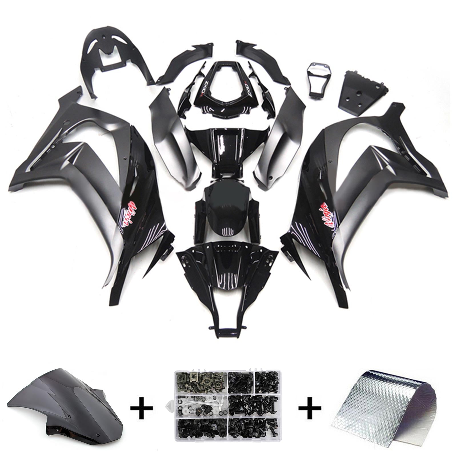 Amotopart 2011-2015 Kawasaki ZX10R Gloss & Matte Black Style1 Fairing Kit