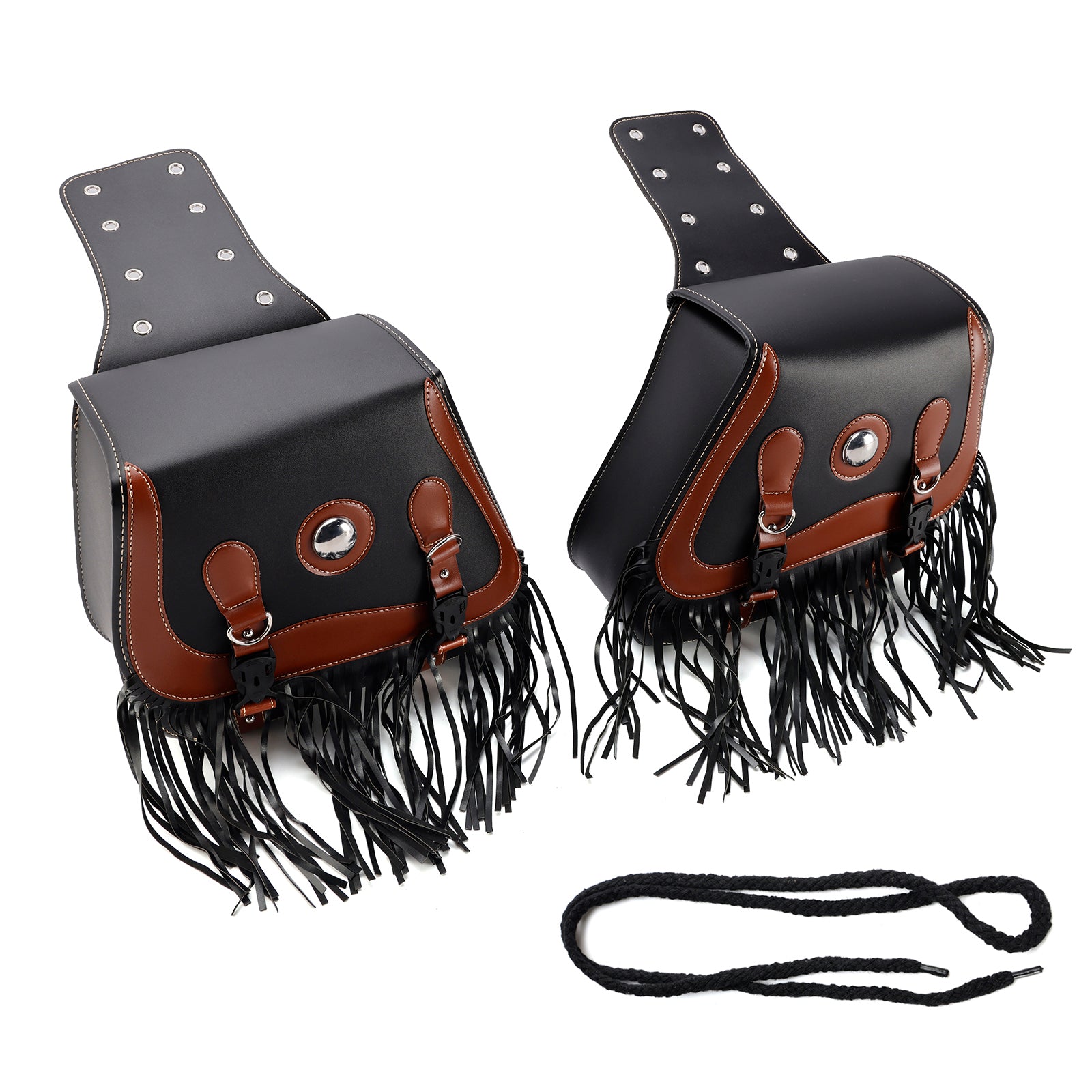 Universal Saddlebag Side Storage Tail Bag Pu Luggage Black 26L For Motorcycle