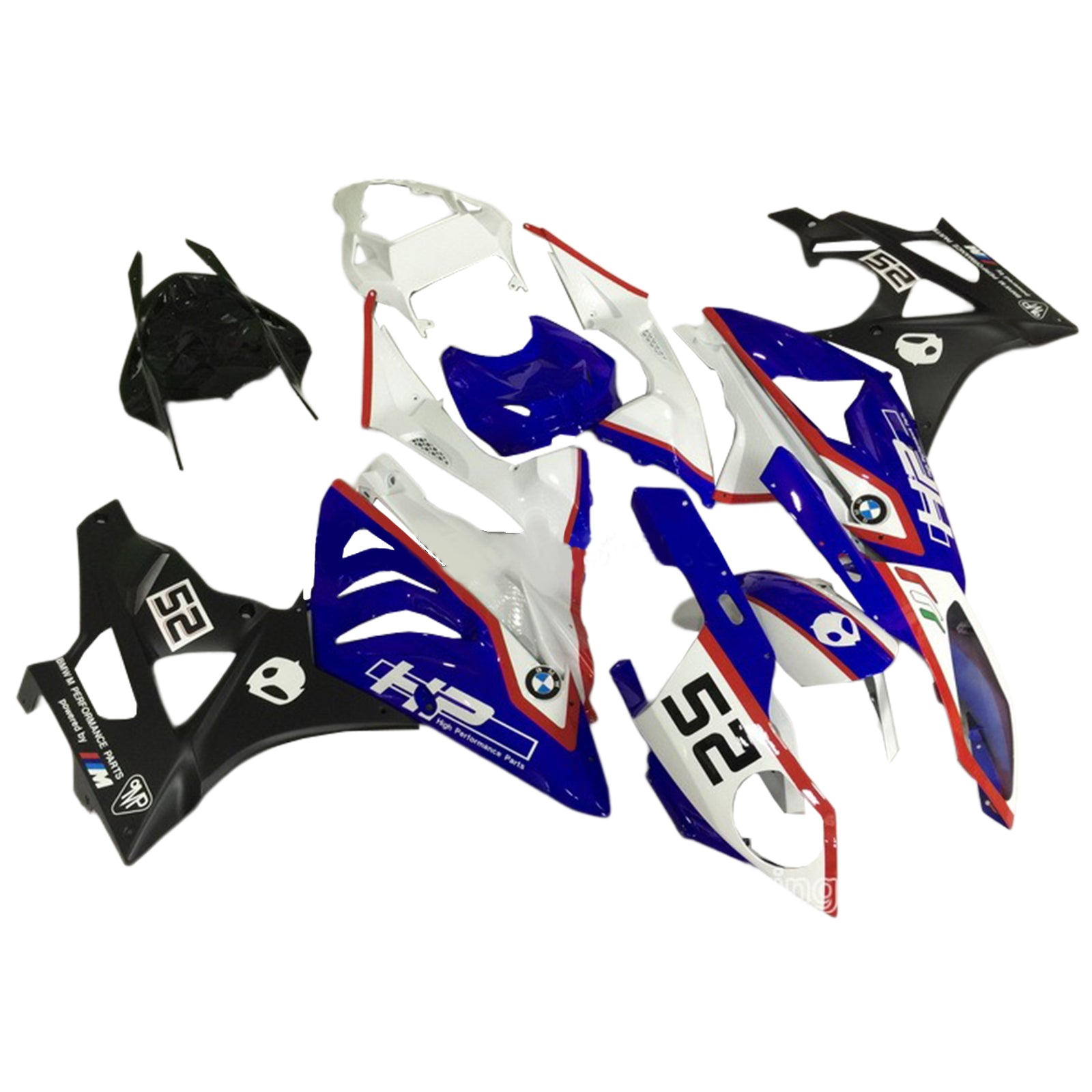 Amotopart BMW S1000RR 2009-2014 Kit de carenado azul y rojo Style2