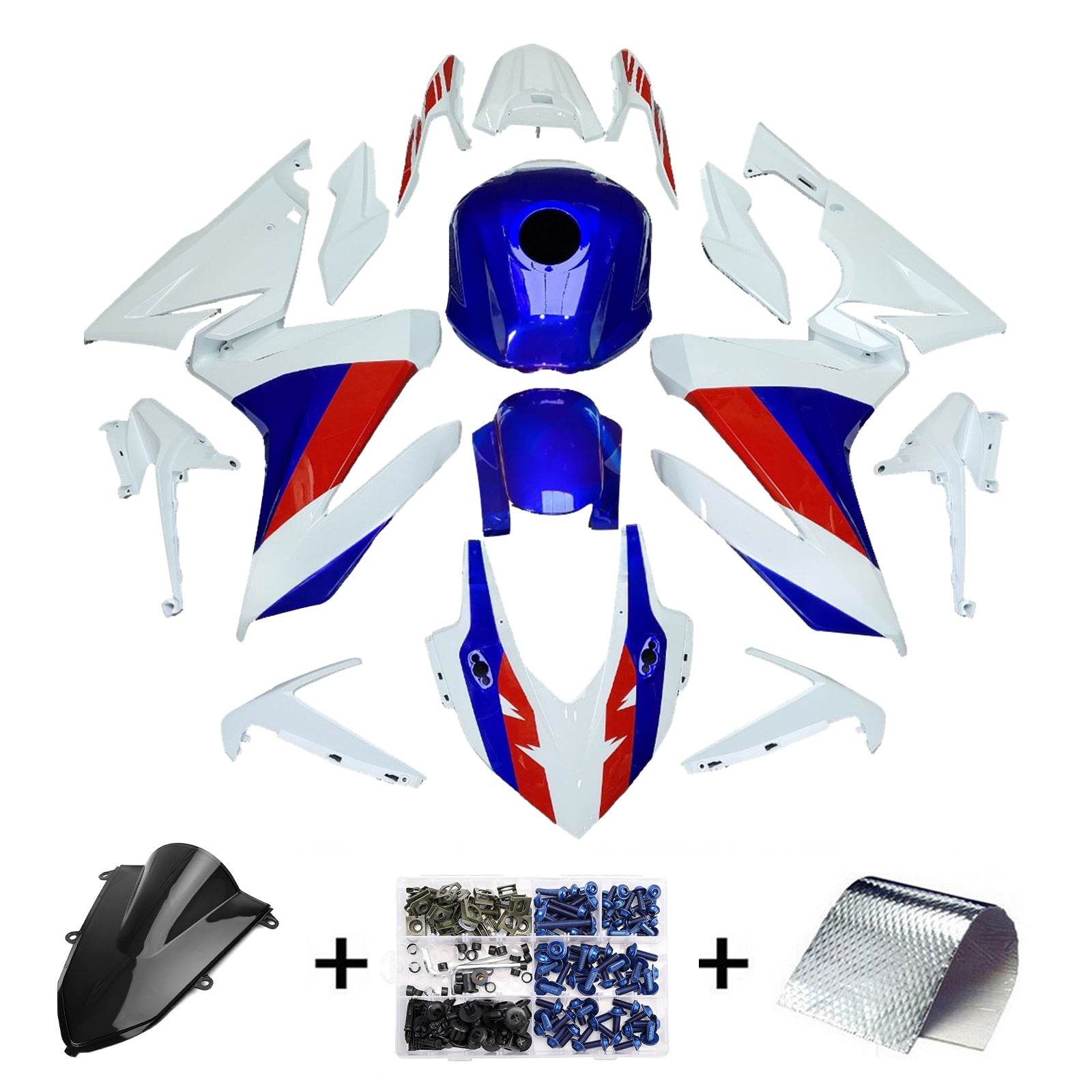 Amotopart 2019-2021 Honda CBR500R Blue White Fairing Kit
