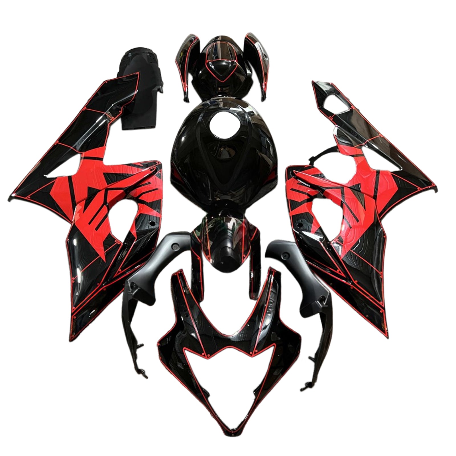 Amotopart 2005-2006 Suzuki GSXR1000 Black Red Fairing Kit