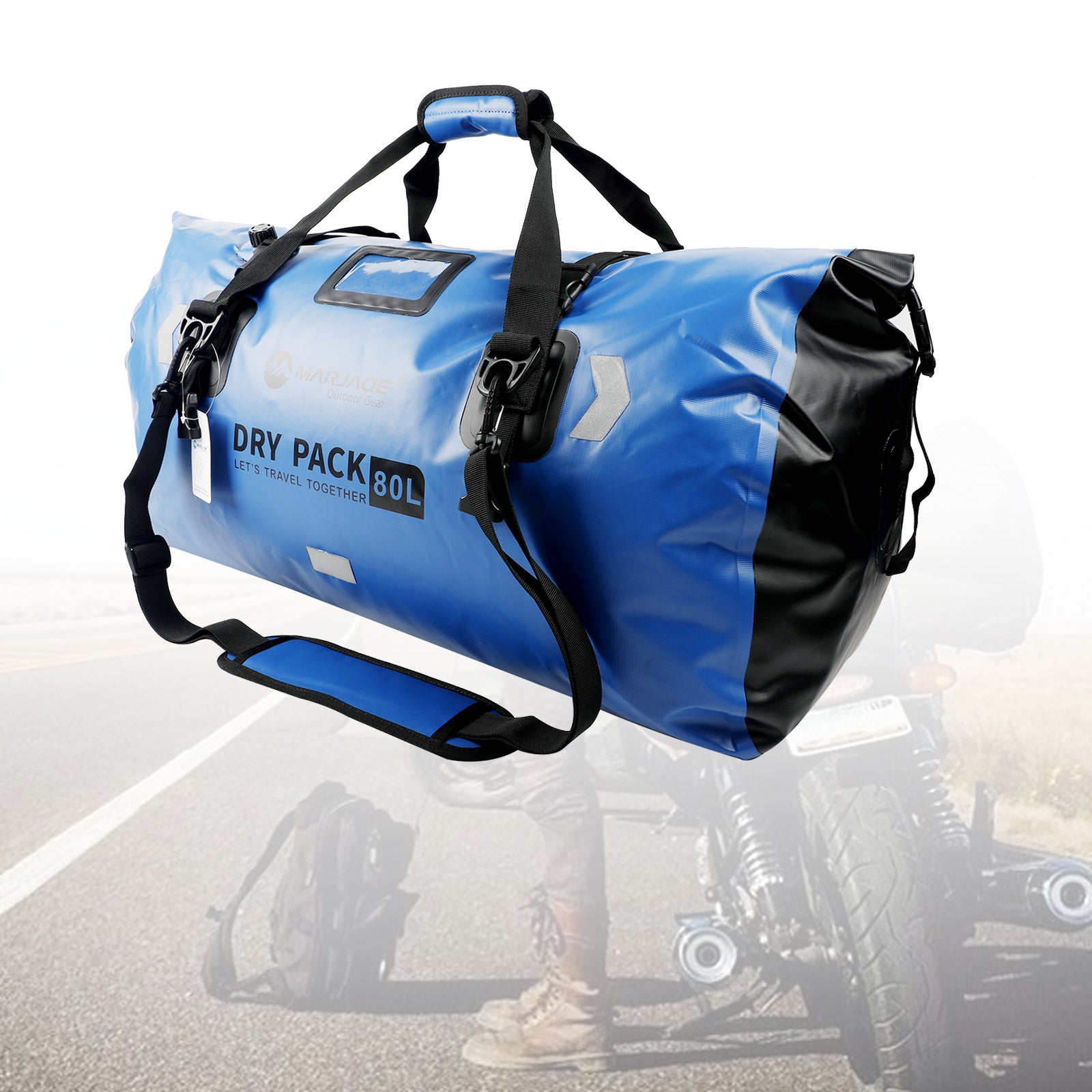 Motorcycle Universal Saddlebag Side Storage Tail Bag Pu Luggage 80L Blue