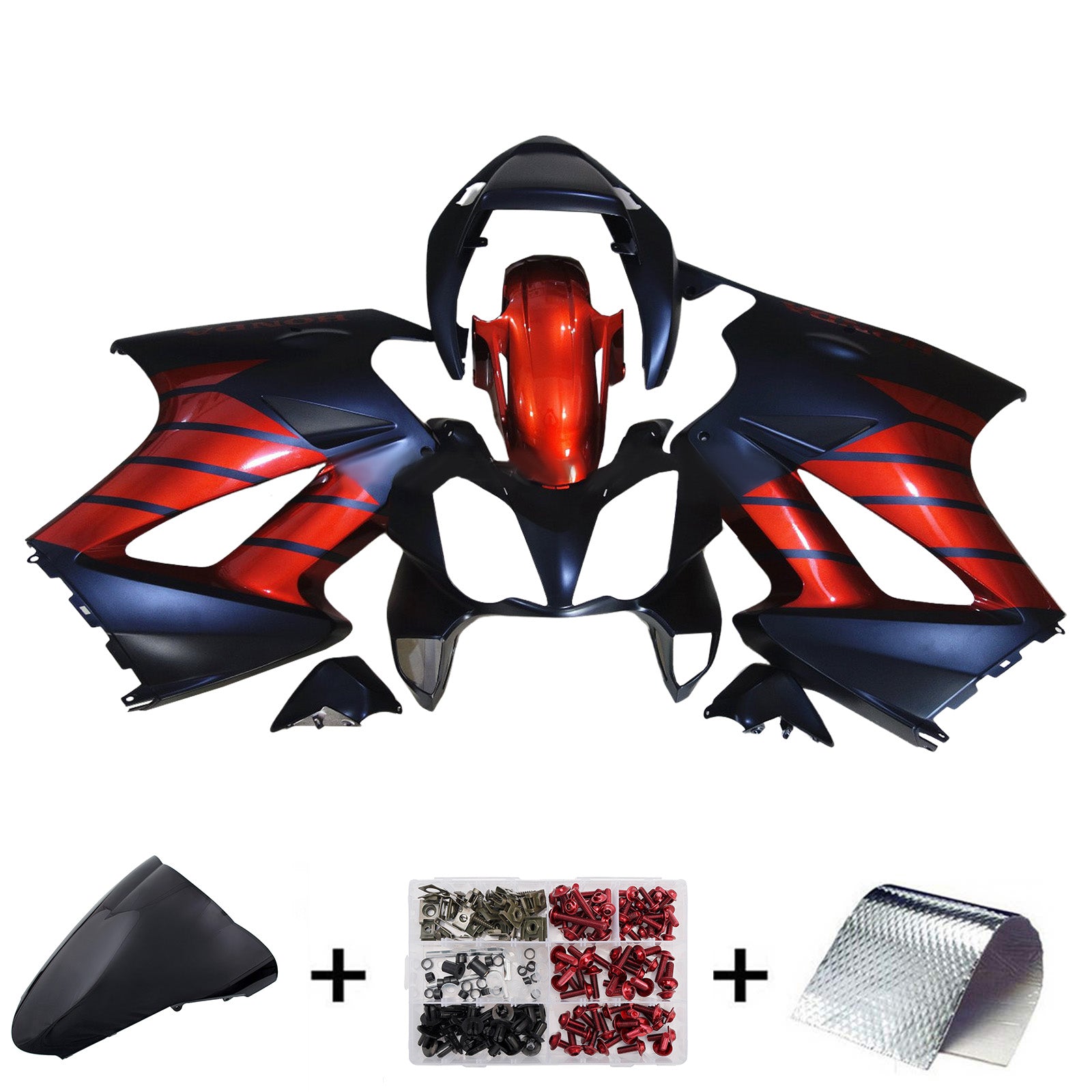 Amotopart 2002-2012 Honda VFR800 Red Dark Blue Fairing Kit