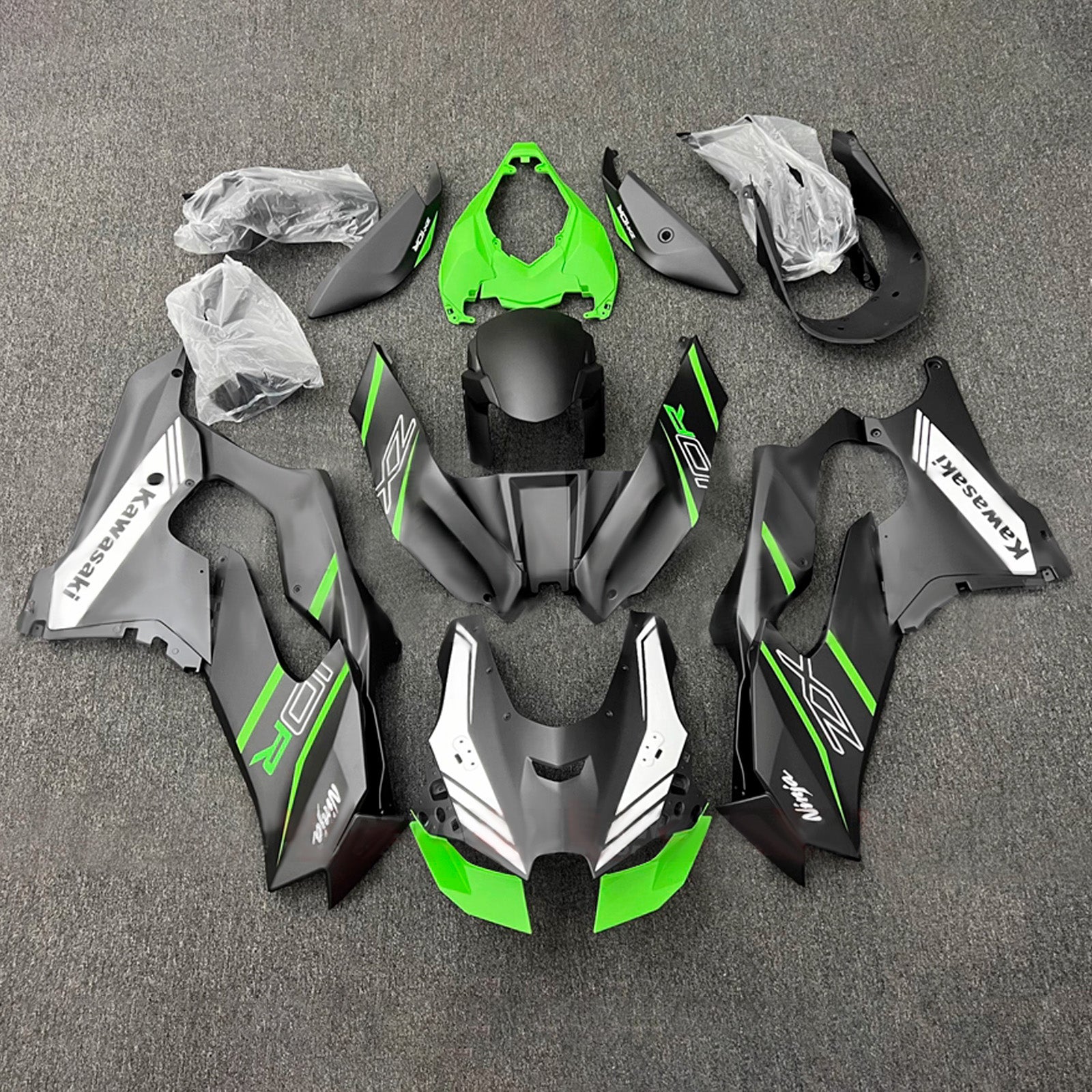 Amotopart 2021-2025 Kawasaki ZX-10R/ZX-10RR Black Green White Fairing Kit