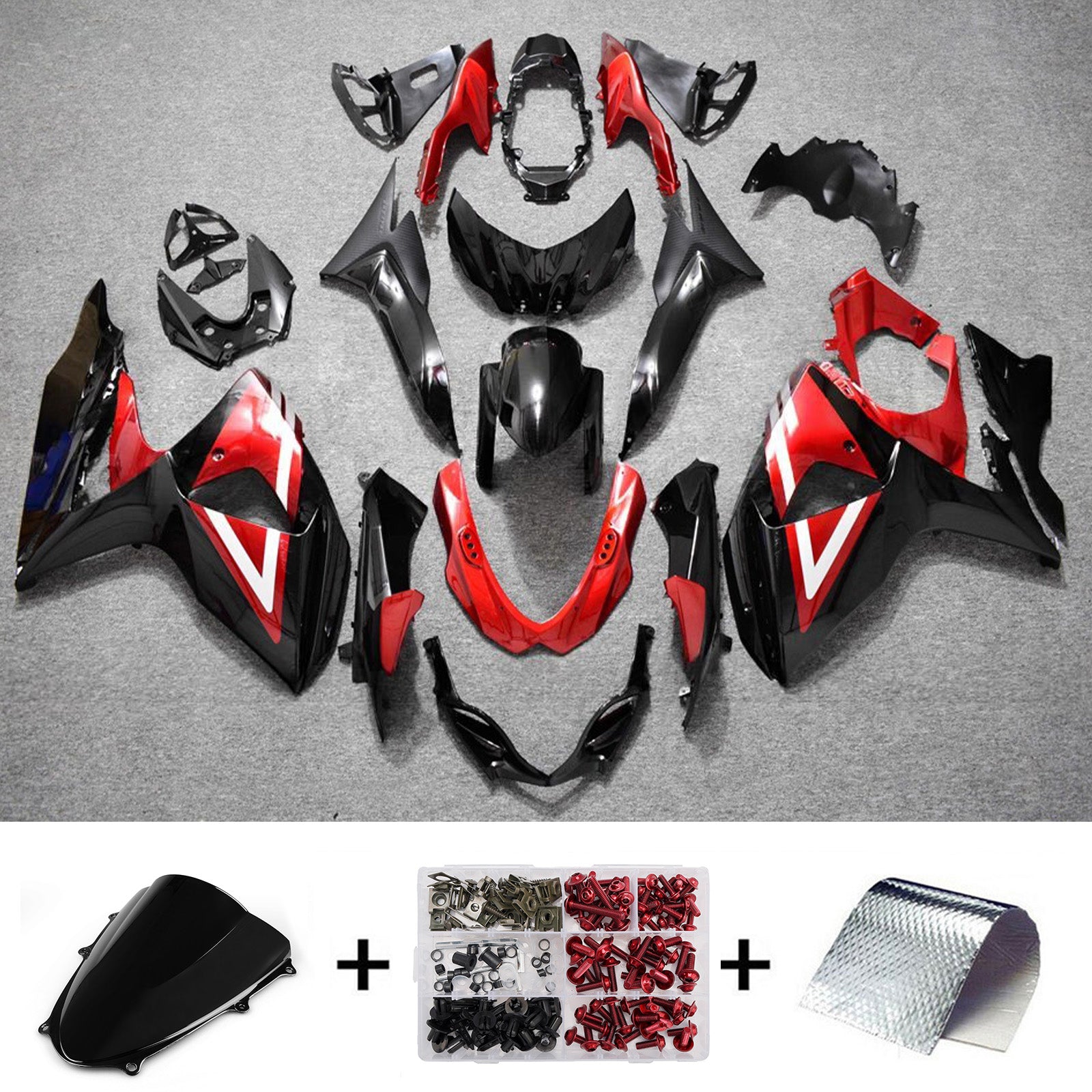 Amotopart 2009-2016 Suzuki GSXR1000 Black Red Fairing Kit