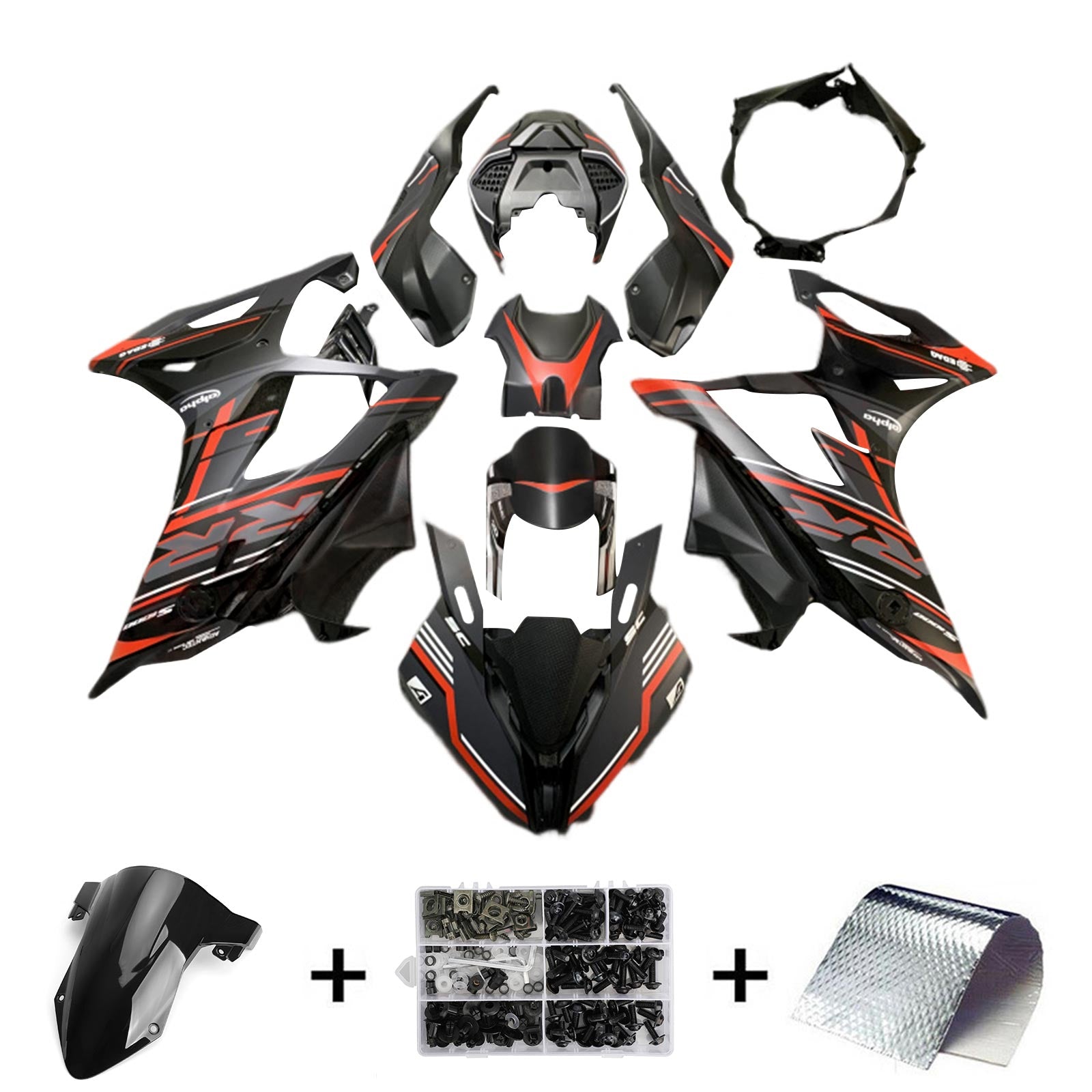 Amotopart BMW S1000RR 2019-2022 MATTE RODE & BLACK Fairing Kit