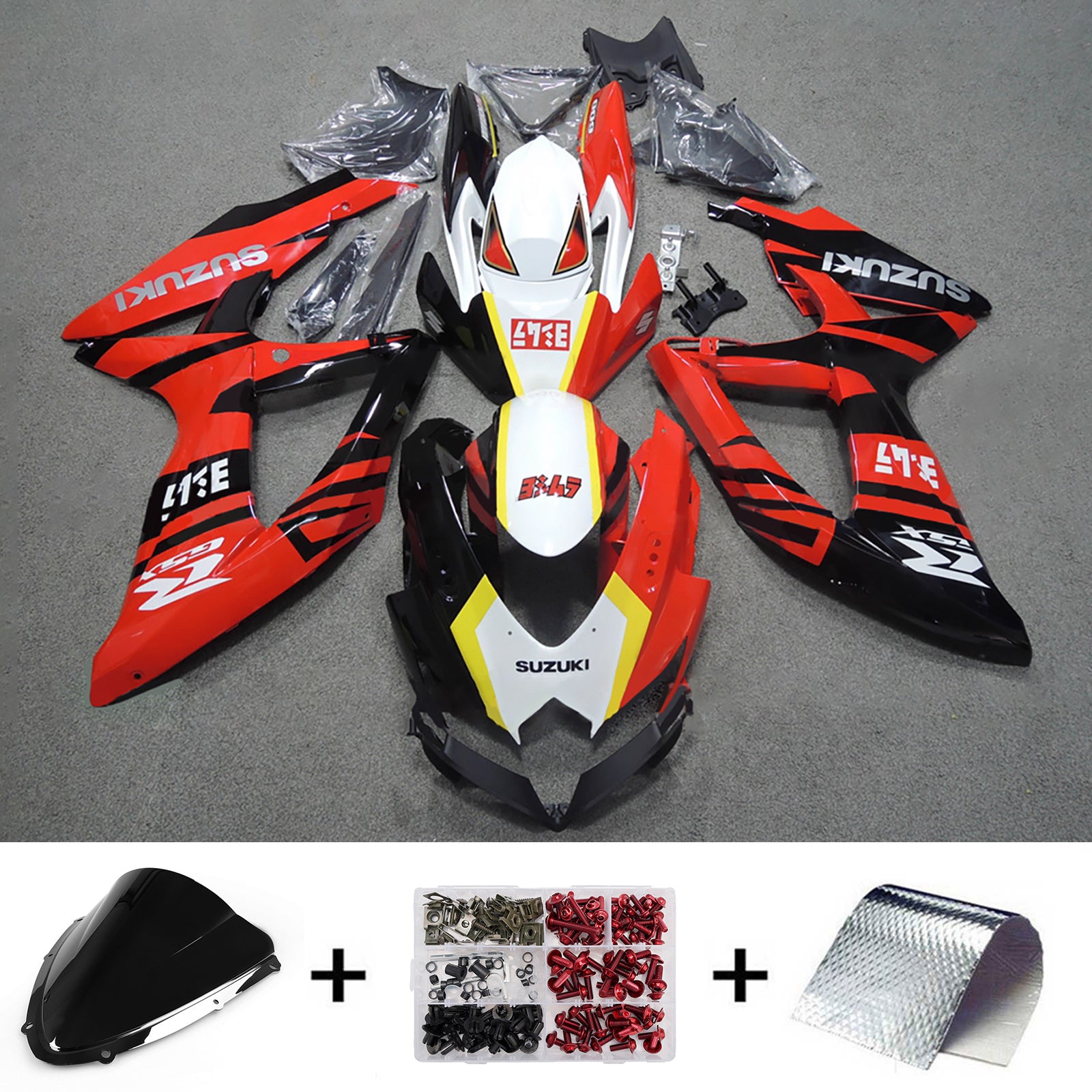 Amotopart 2008-2010 Suzuki GSXR 600/750 Red Black White Fairing Kit