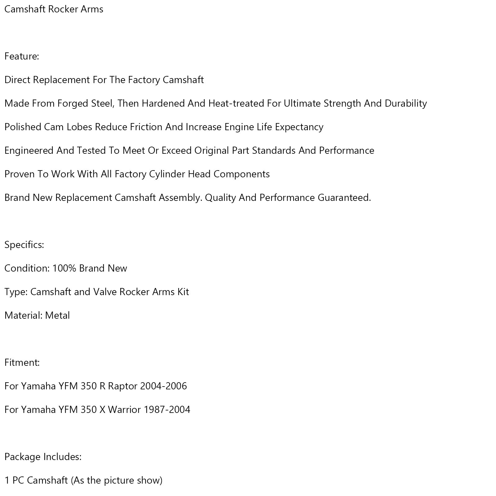 Camshaft Rocker Arm For Yamaha YFM350R Raptor 04-06 YFM350X Warrior 87-04