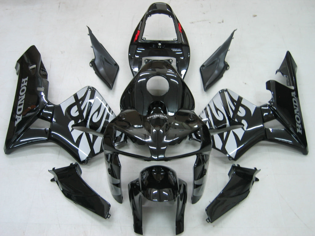 Amotopart 2005–2006 Honda CBR600RR, Schwarz&Weißes Style3-Verkleidungskit