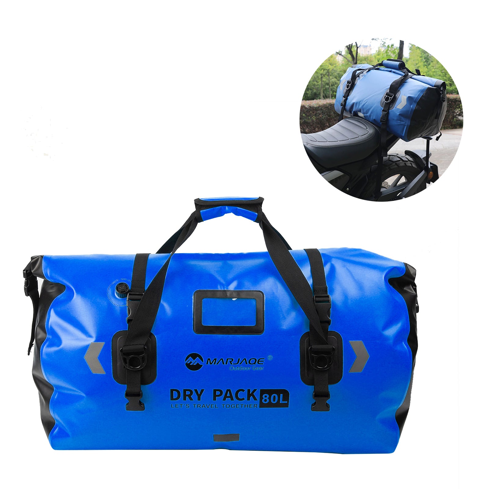 Motorcycle Universal Saddlebag Side Storage Tail Bag Pu Luggage 80L Blue