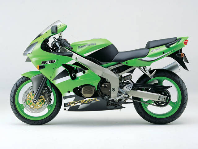 Amotopart 2000-2002 Kawasaki ZX6R 636 2005-2008 Kawasaki ZZR600 Green White Fairing Kit