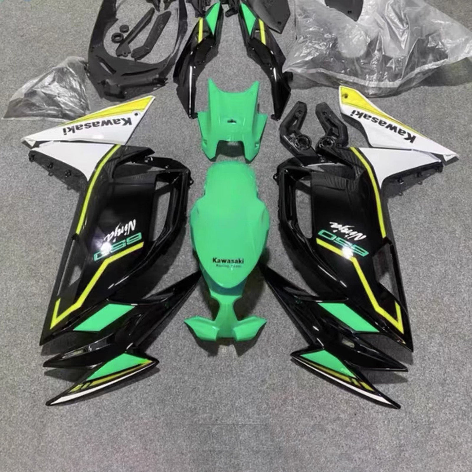 Amotopart 2020-2025 Kawasaki ER6F/Ninja650 Green Black White Yellow Fairing Kit