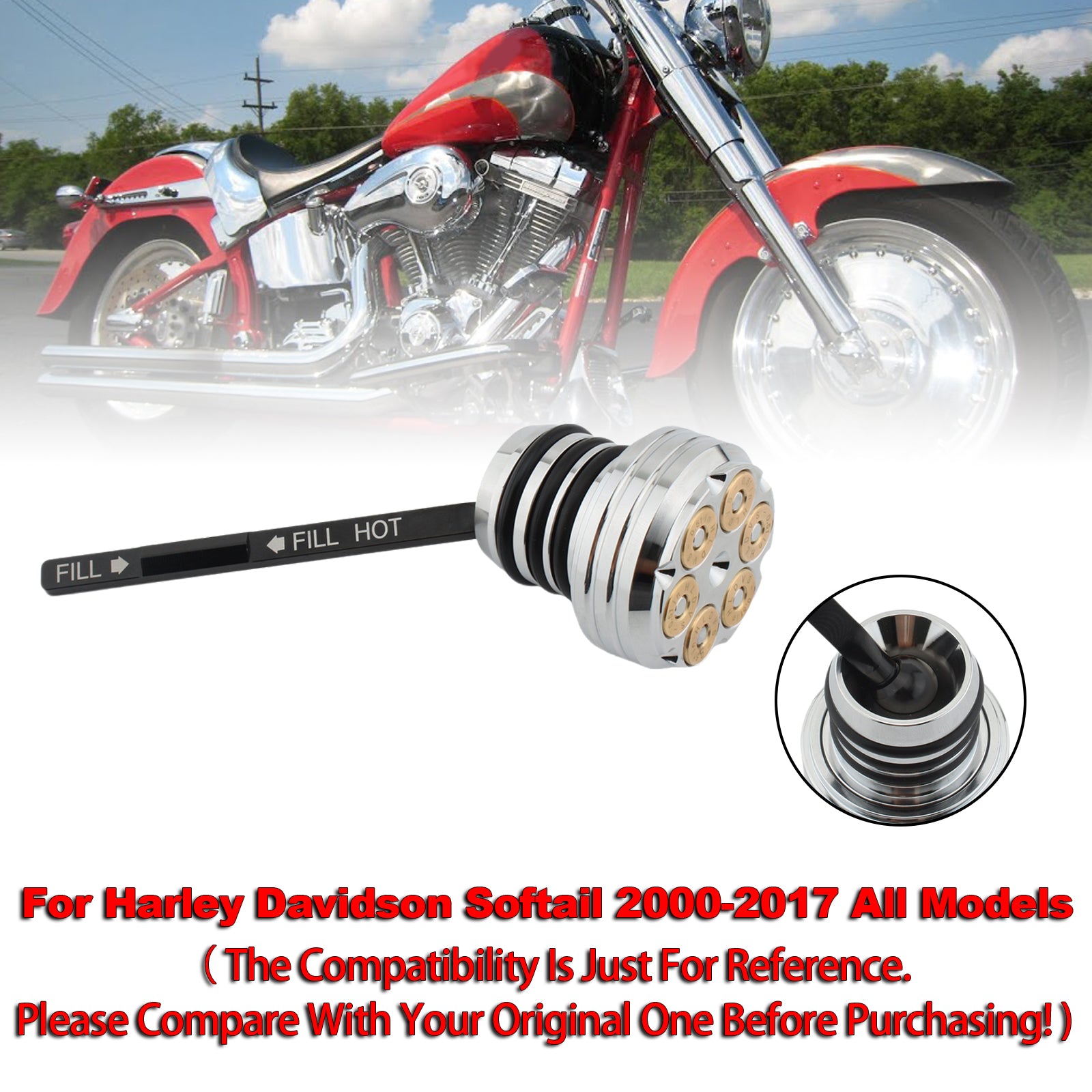 2000-2017 Softail All Models Oil Dipstick Tank Cap Plug