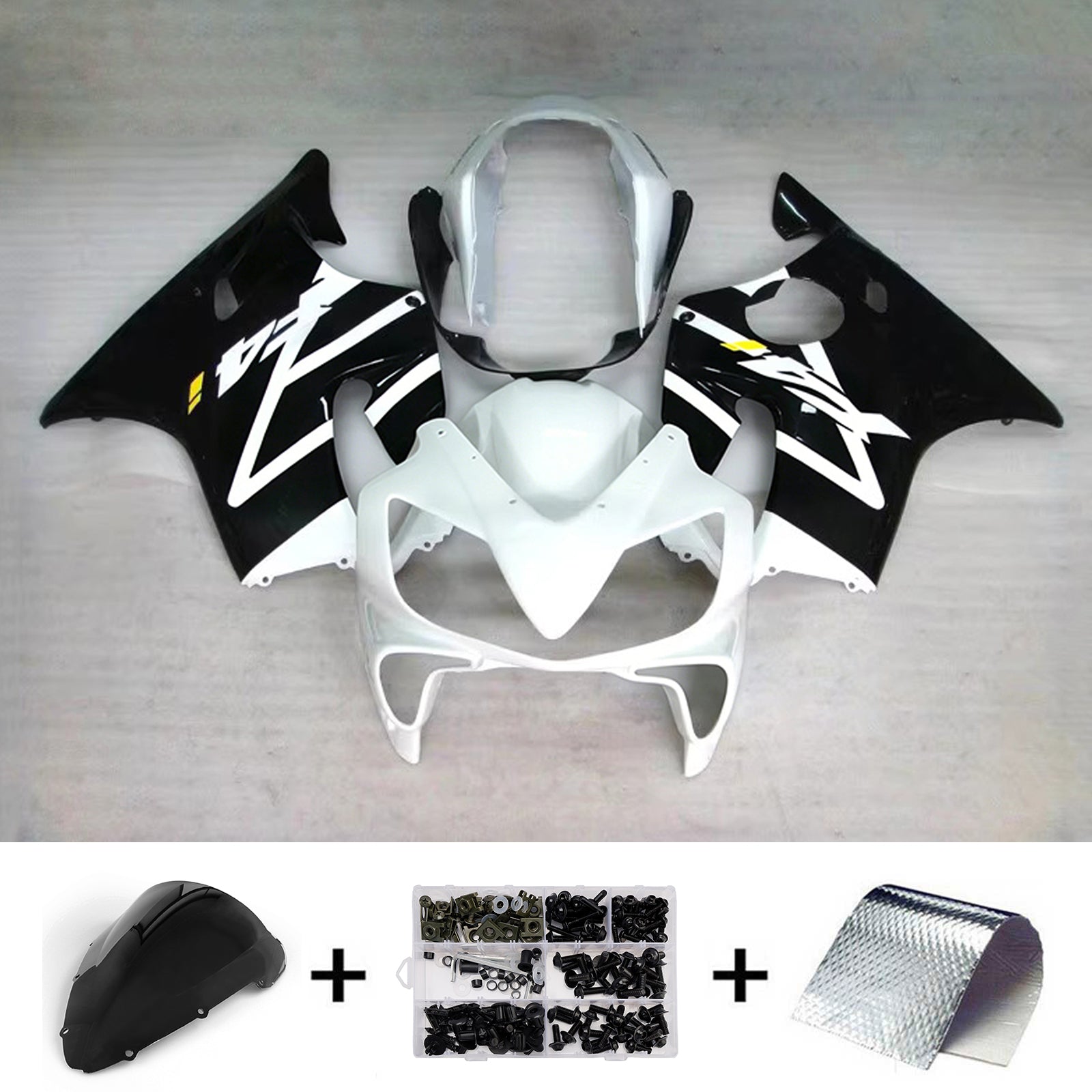Amotopart 2004-2007 Honda CBR600 F4i White/Black Fairing Kit
