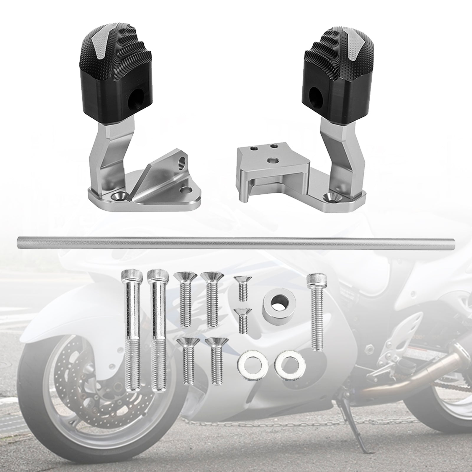21-23 Suzuki GSXR1300 Hayabusa Protector Engine Crash Bund Pad Slider Sølv