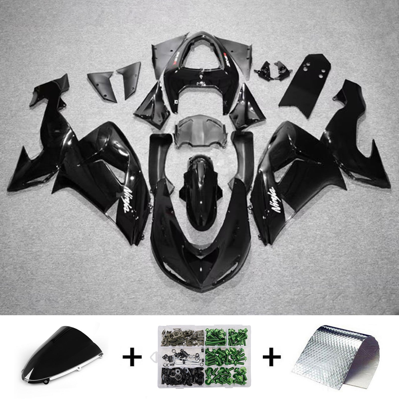 Amotopart 2006-2007 Kawasaki ZX10R Black Fairing Kit