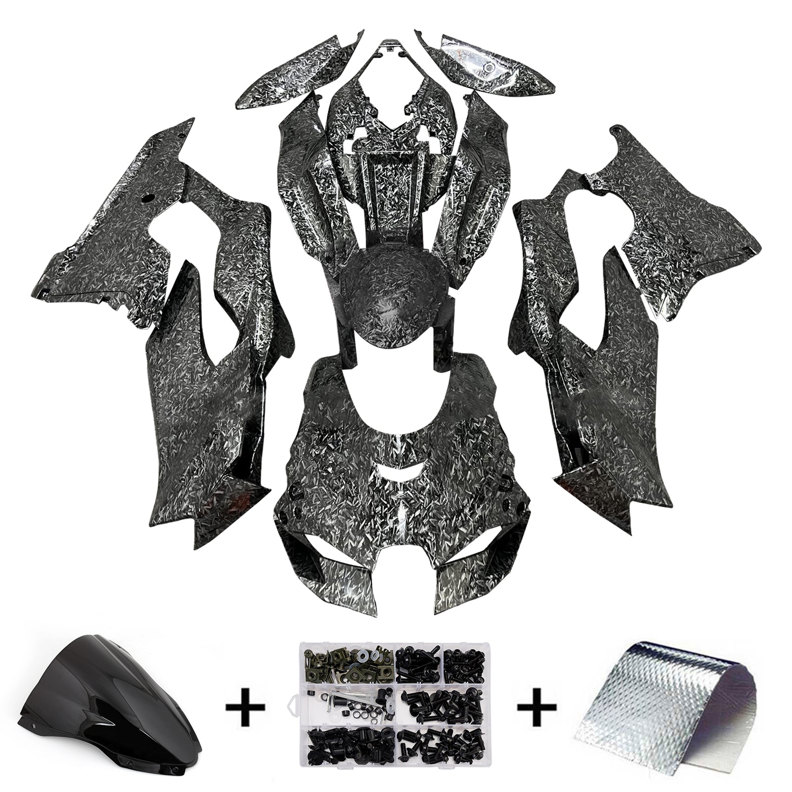 Amotopart 2021-2025 Kawasaki ZX14R ZZR1400 Forged Carbon Fiber Fairing Kit