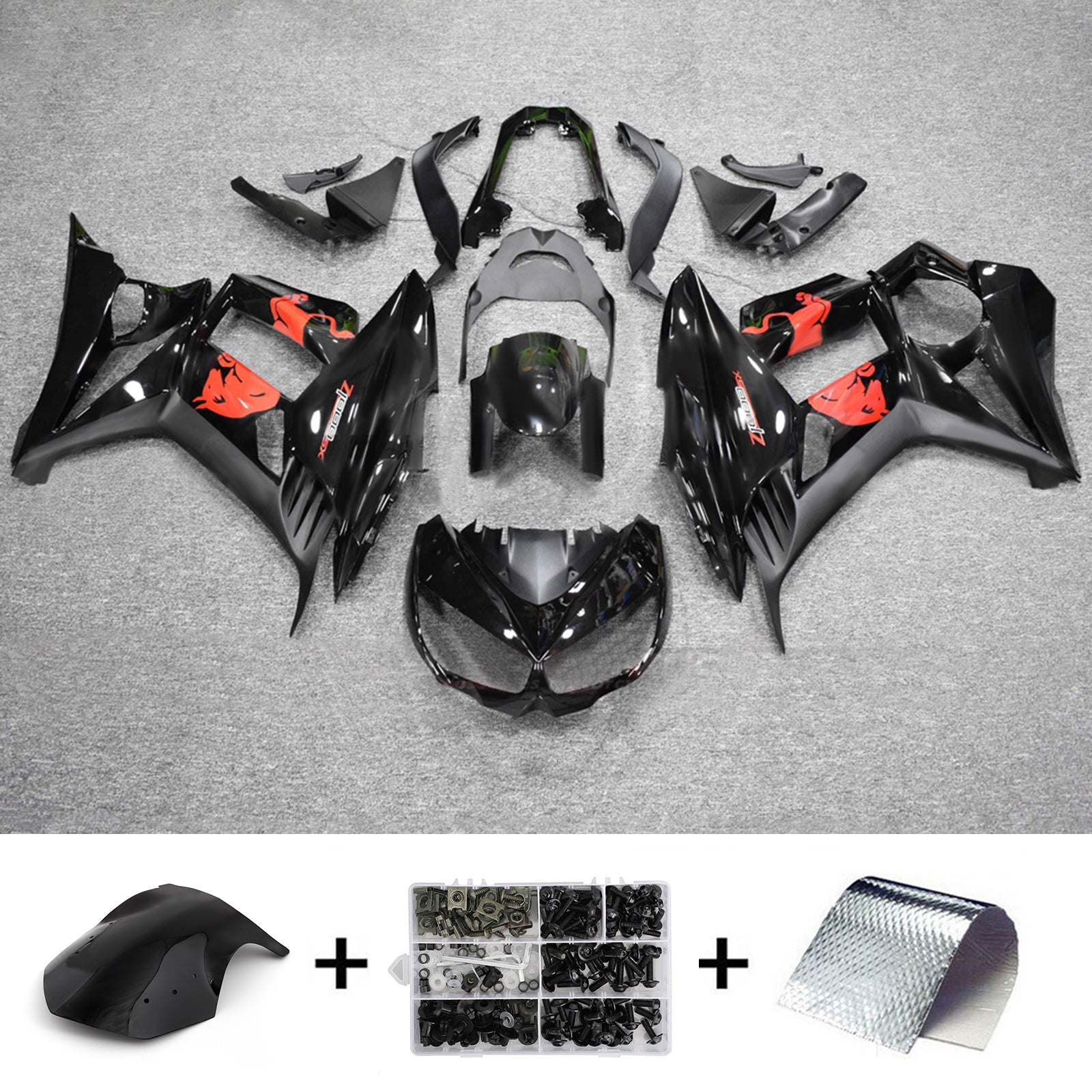 Amotopart 2010-2015 Kawasaki Z1000SX Black Red Fairing Kit
