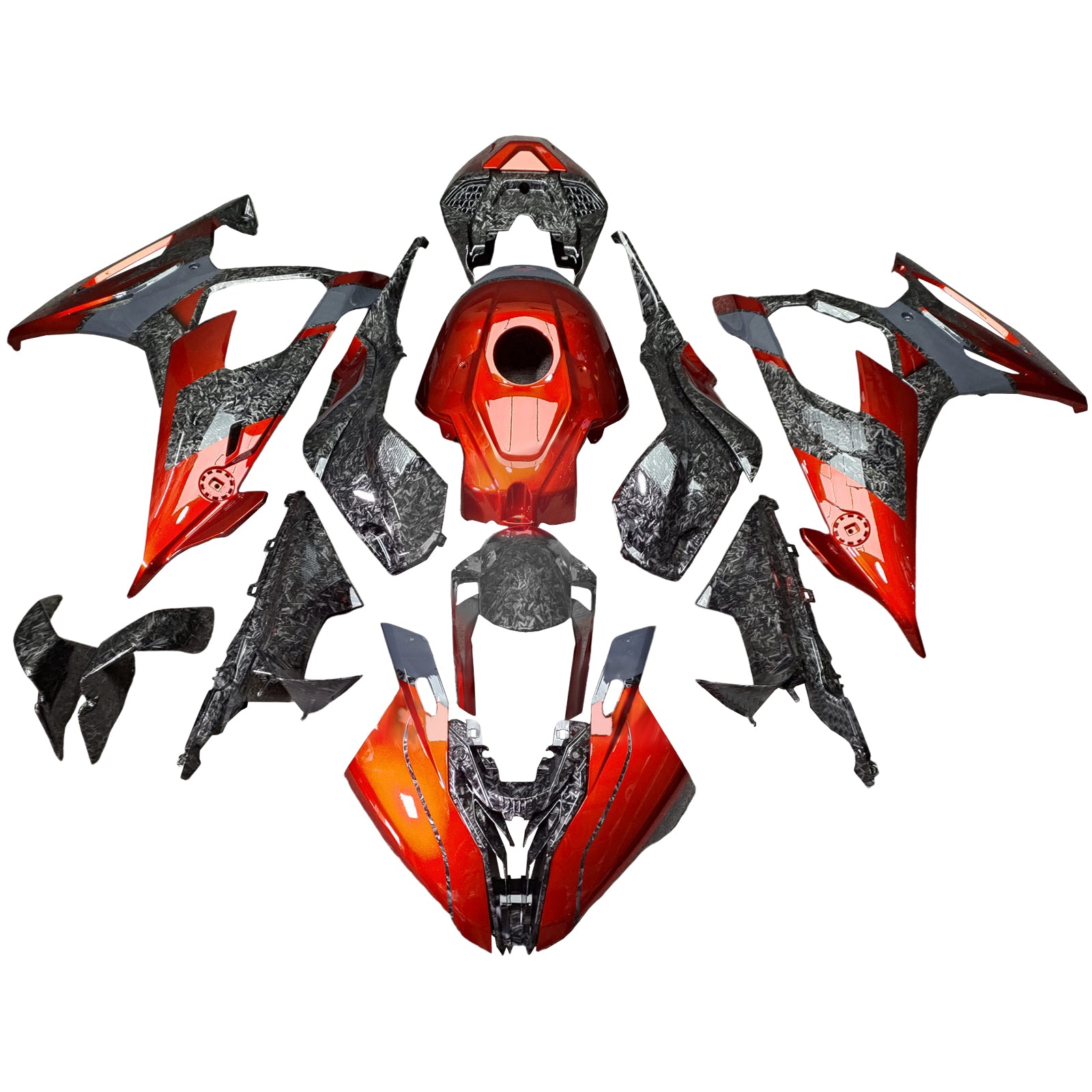 Amotopart 2019-2022 BMW S1000RR/M1000RR Carbon Fiber Pattern Dark Orange Fairing Kit