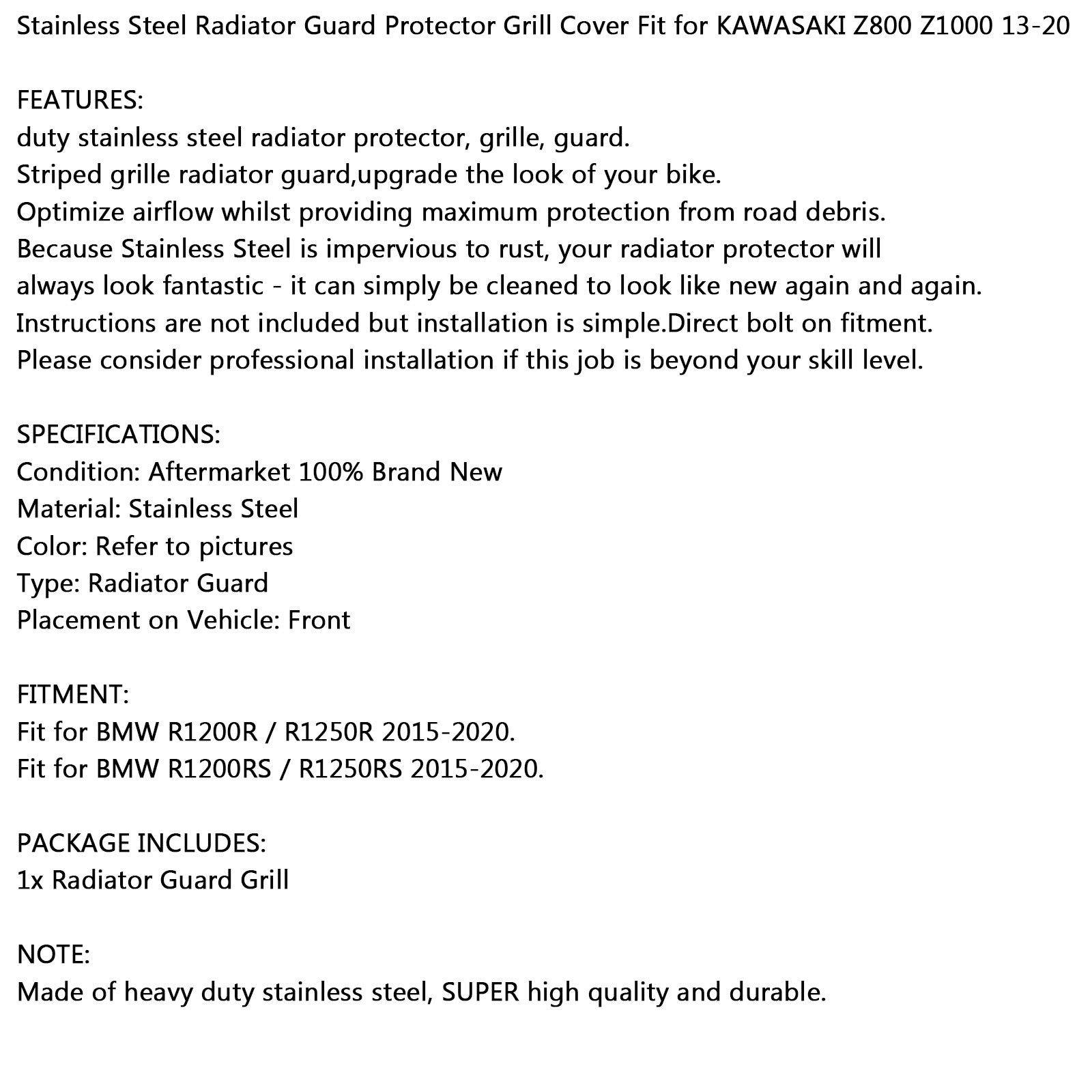 ブラックラジエーターガードカバー BMW R1200RS R1250RS R1200R 15-20 ブラックに適合