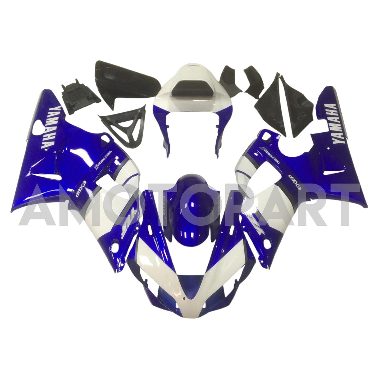 Amotopart 2000-2001 Yamaha YZF 1000 R1 Black White Blue Fairing Kit