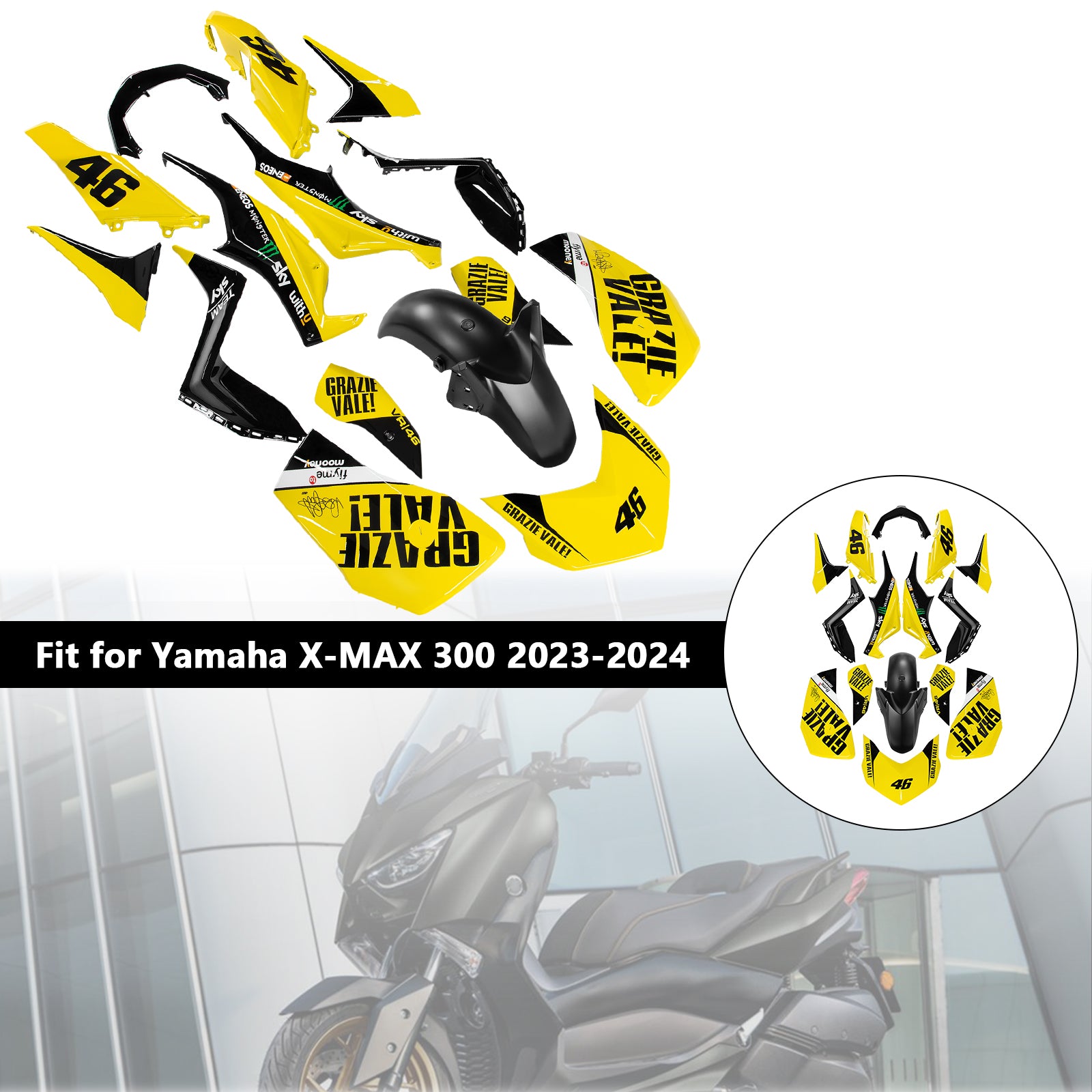 Amotopart 2023-2024 Yamaha x Max 300 Kit de carénage