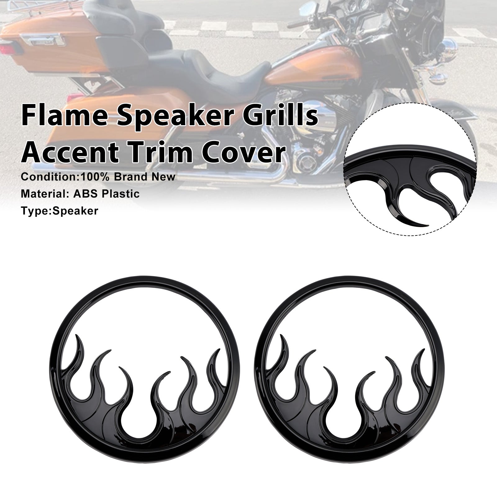 Touring Electra Glide Ultra Classic Flame Speaker Grills Accent Trim Cover