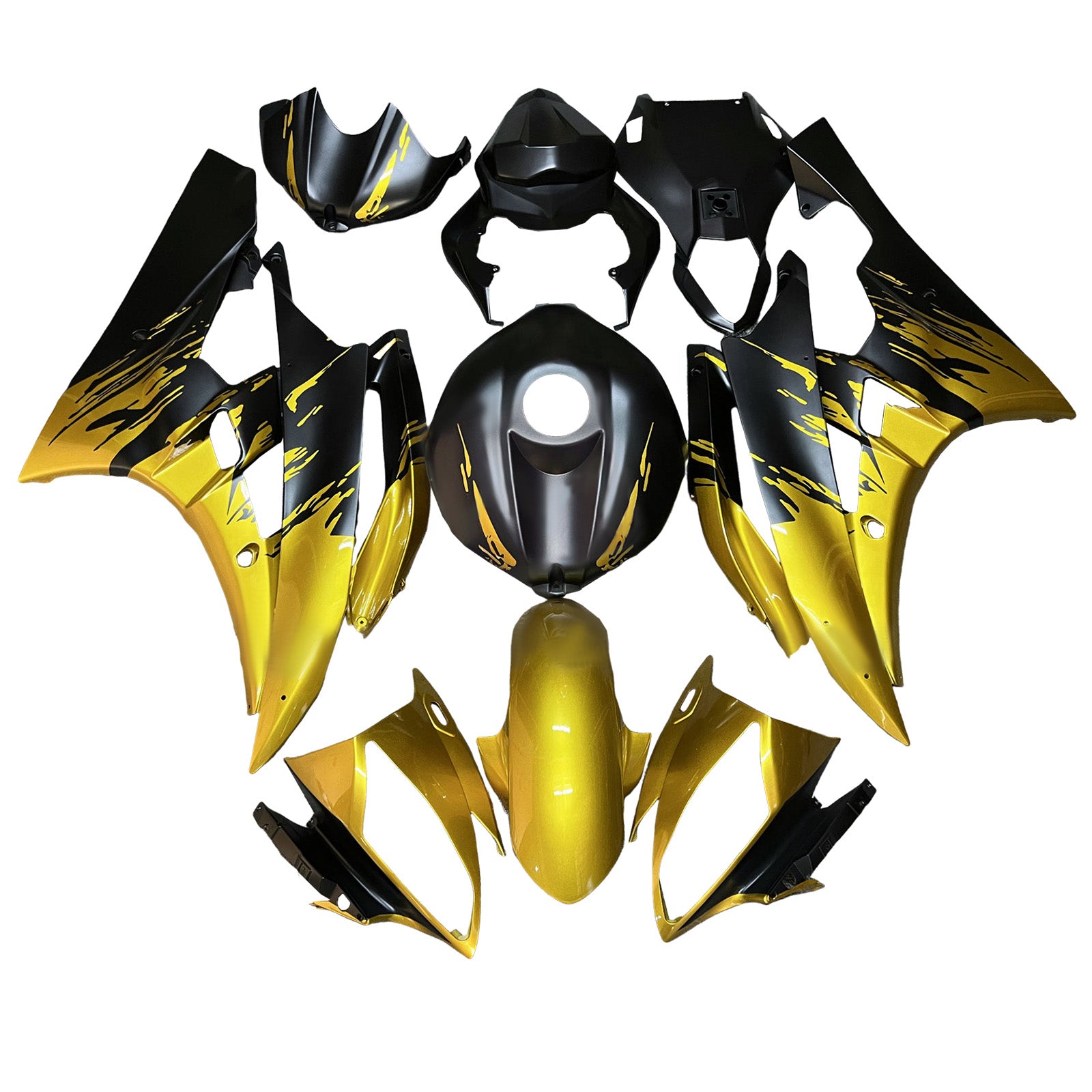 Amotopart 2006-2007 Yamaha YZF-R6 Gold & Black Fairing Kit