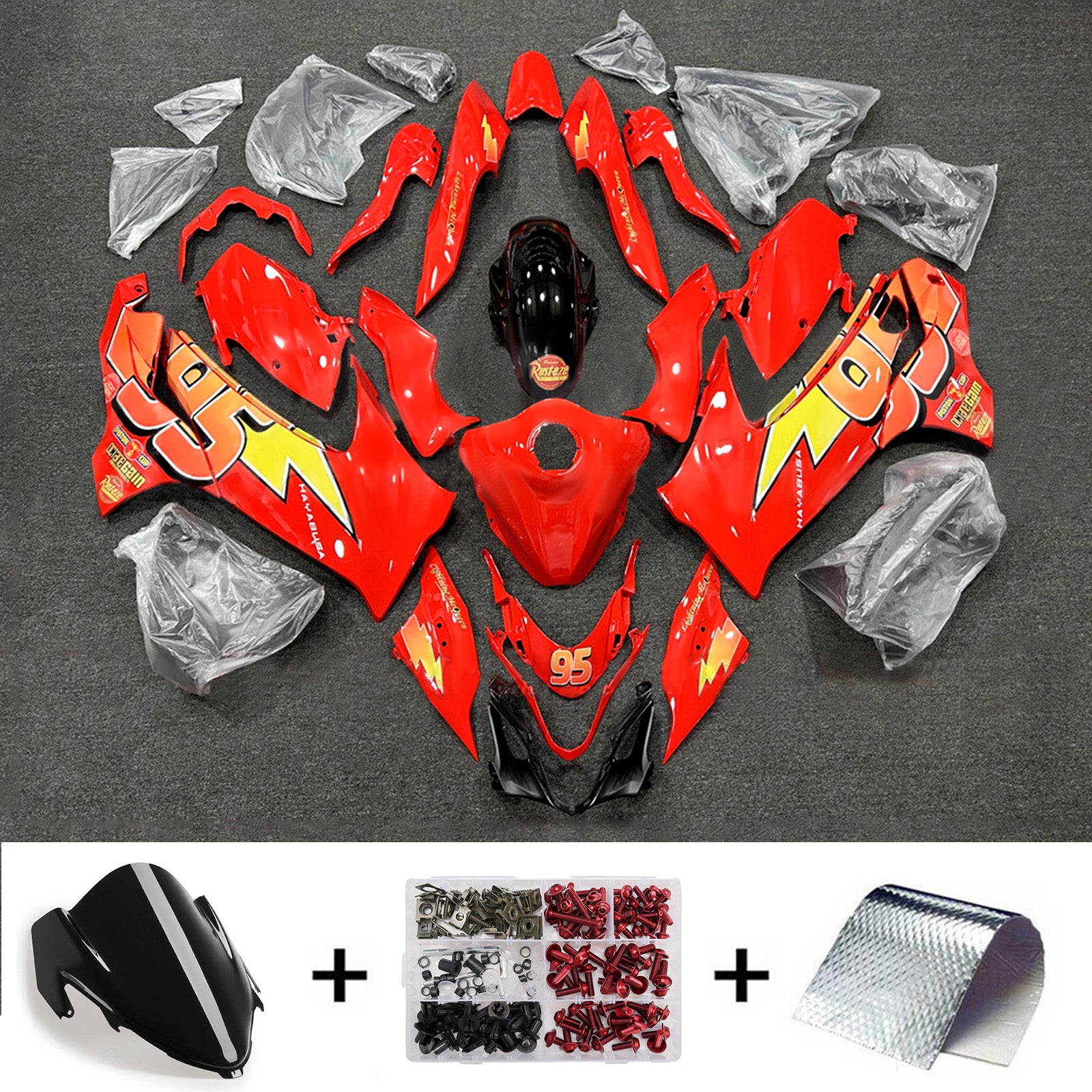 Amotopart 2021-2025 Suzuki GSX1300R Orange Red Fairing Kit