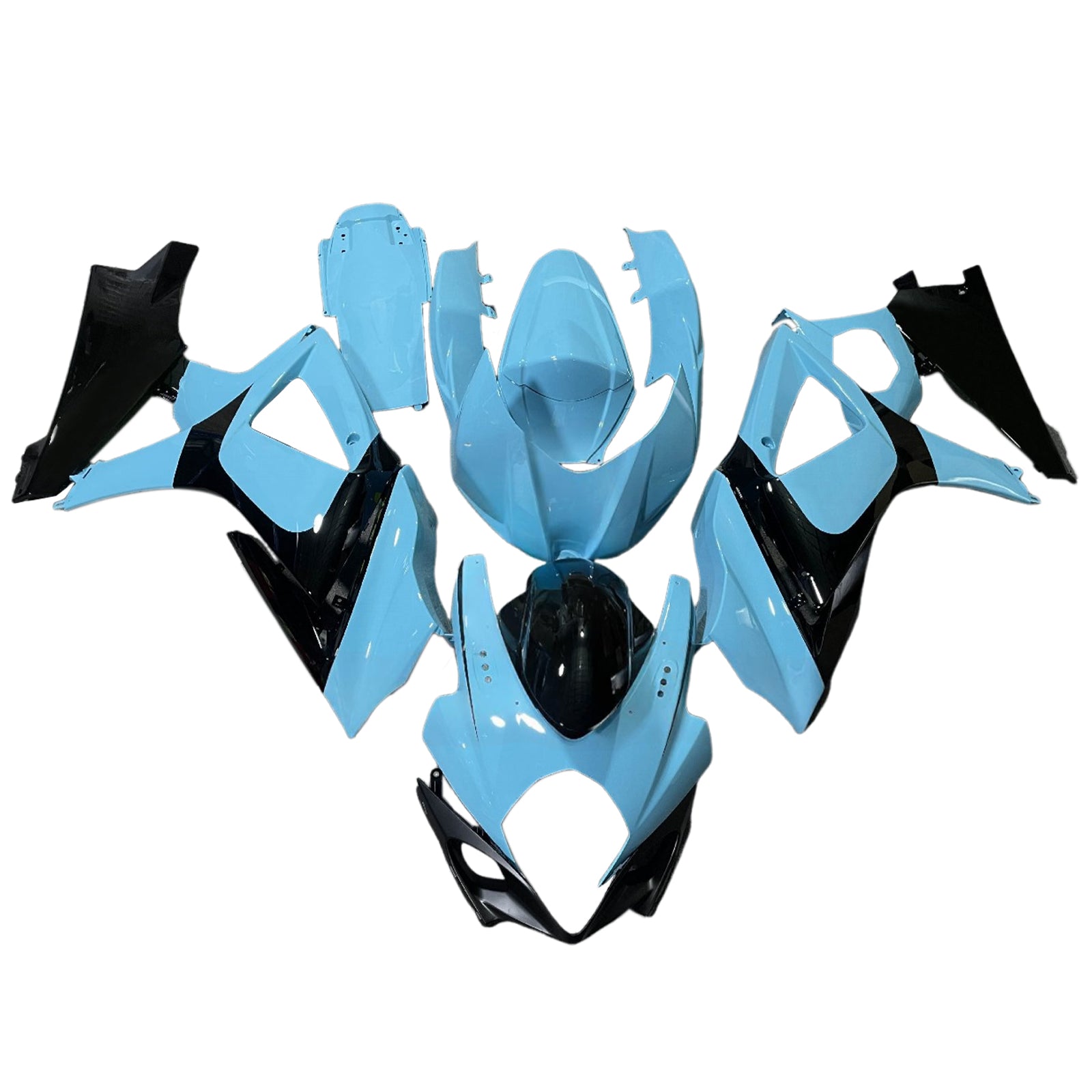 Amotopart 2007-2008 Suzuki GSXR1000
Light Blue Black Fairing Kit