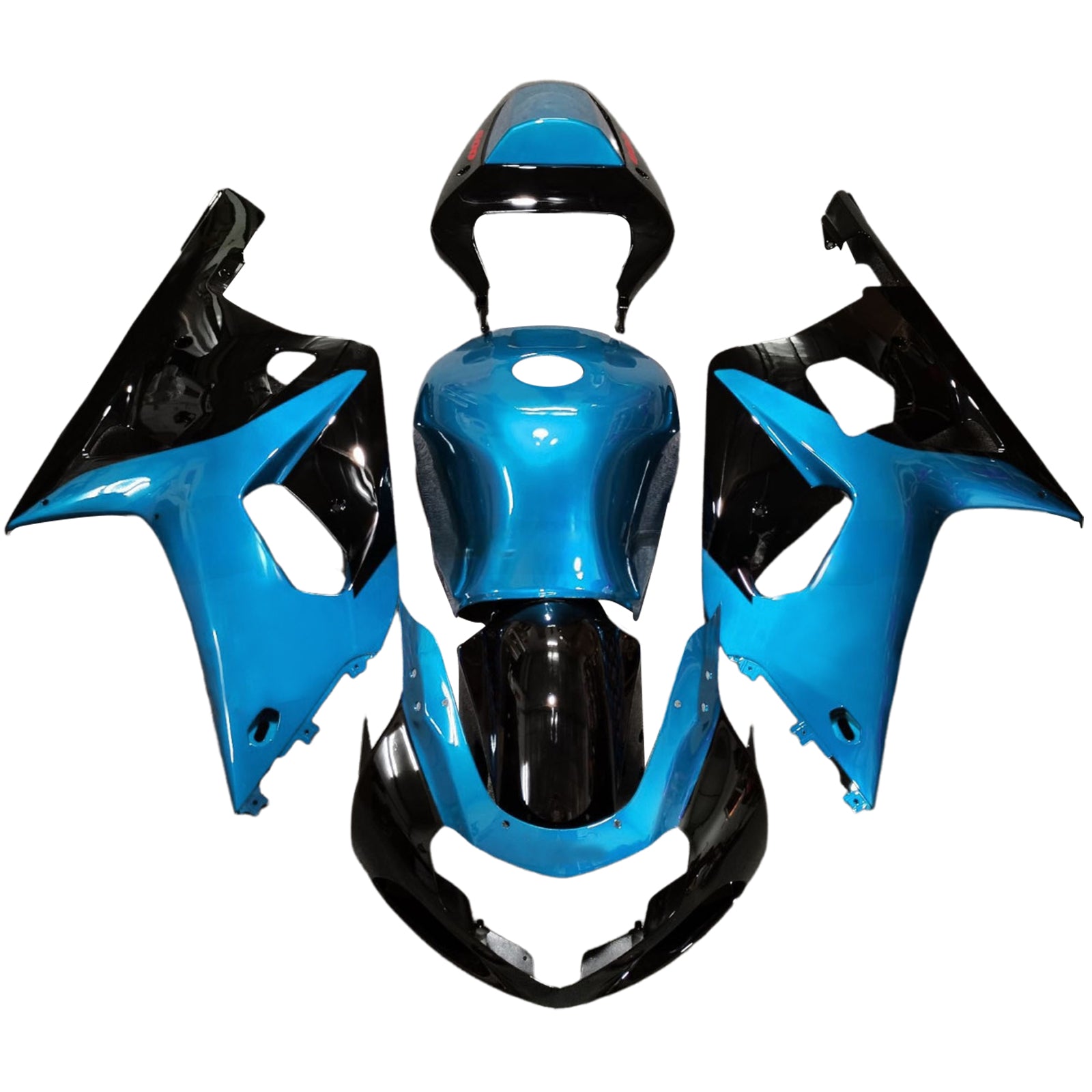 Amotopart Suzuki 00-03 GSXR 750 & 01-03 GSXR 600 Light Blue
Black Fairing Kit