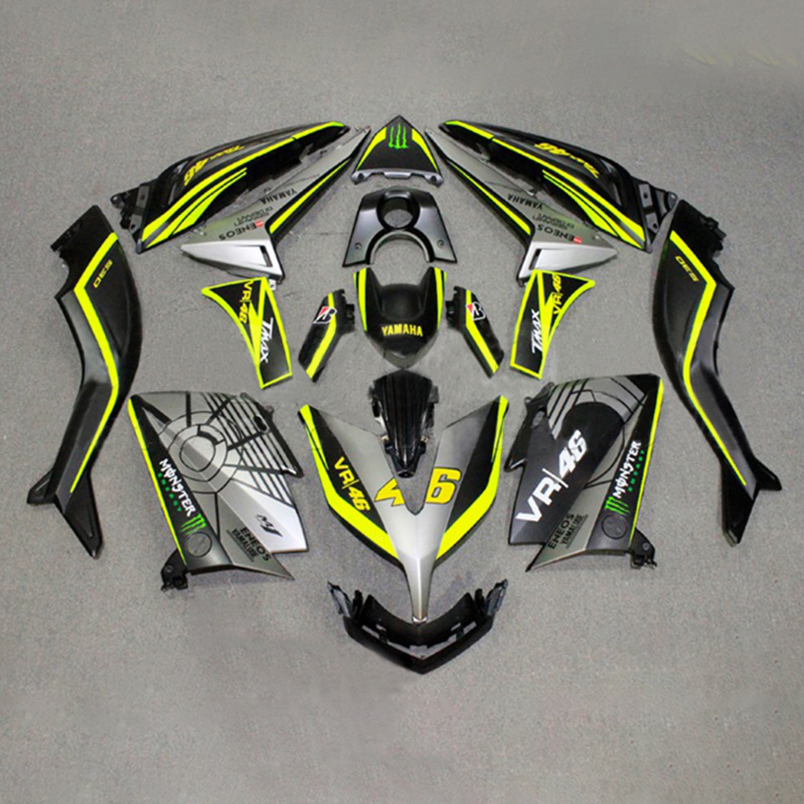 Amotopart 2015-2016 YAMAHA T-Max Tmax530 FAILING Grey & Yellow Accents Kit