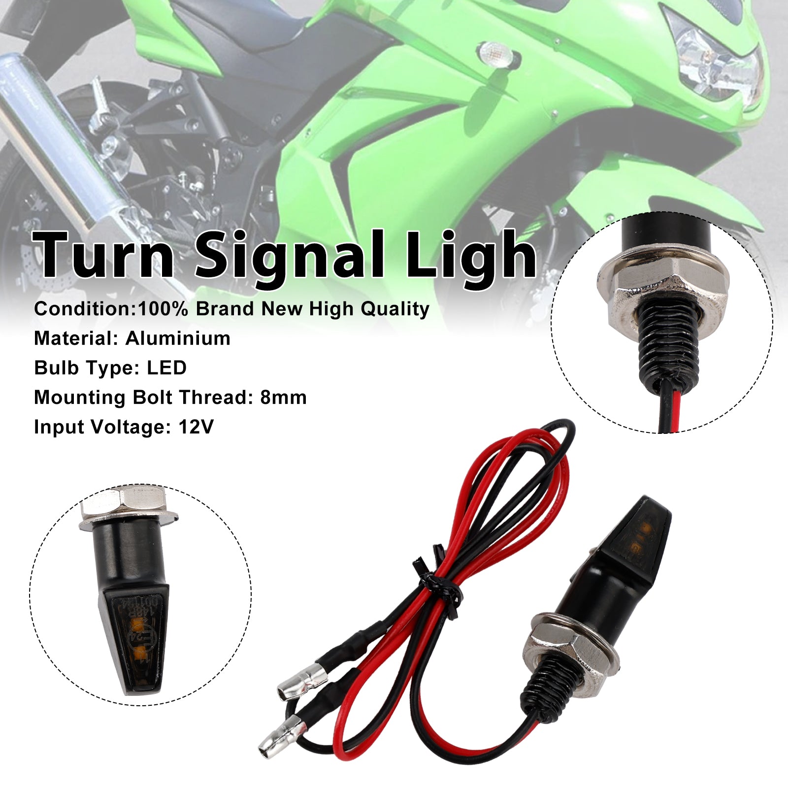 Universal MotorCycle 12V LED Turn Signal Indicator Light 8mm