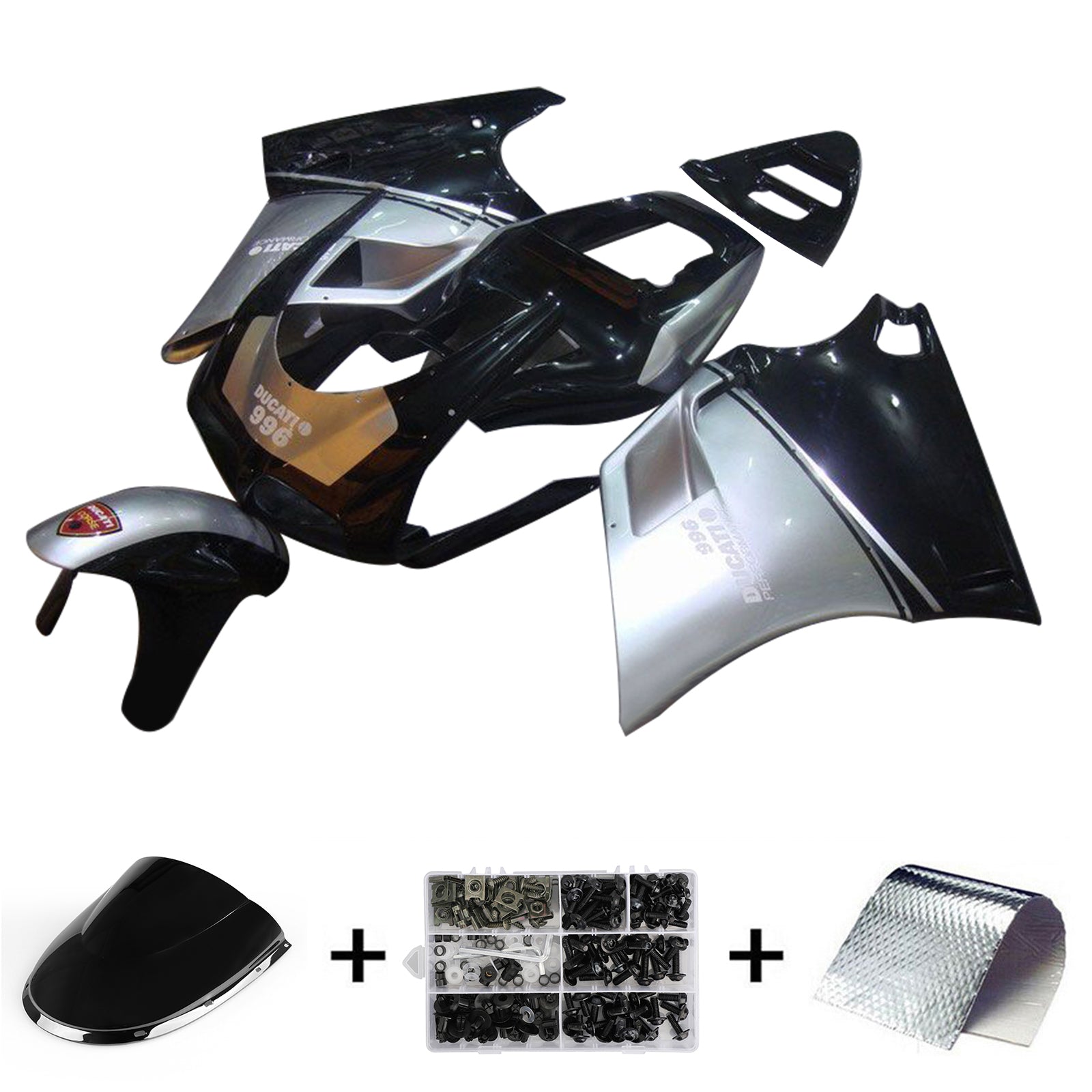 Amotopart Ducati 748/916/996/998 1996-2002 Black&Grey Fairing Kit