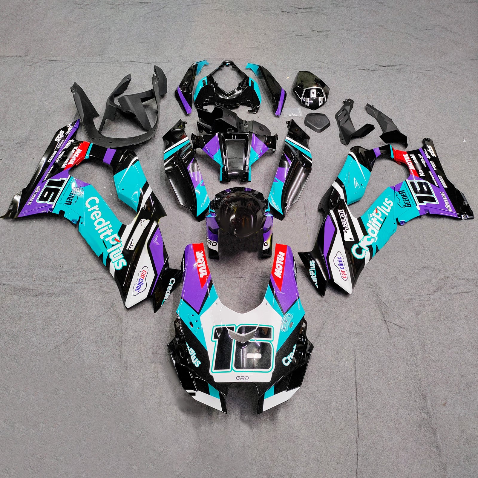 Amotopart 2021-2025 Kawasaki ZX-10R/ZX-10RR Black Blue Purple Fairing Kit