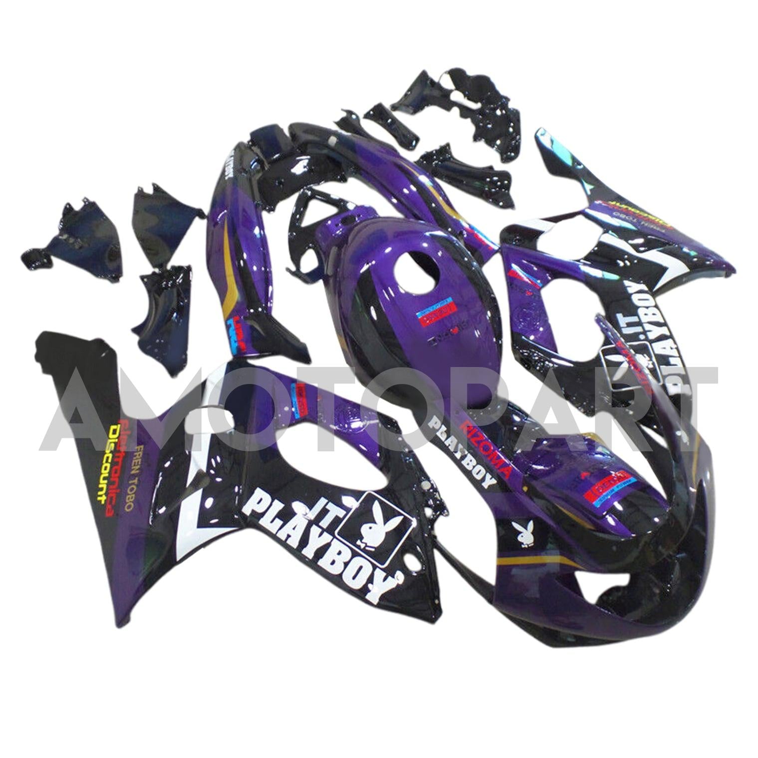 Amotopart 1996-2007 Yamaha YZF 600R Thundercat Black Purple Fairing Kit