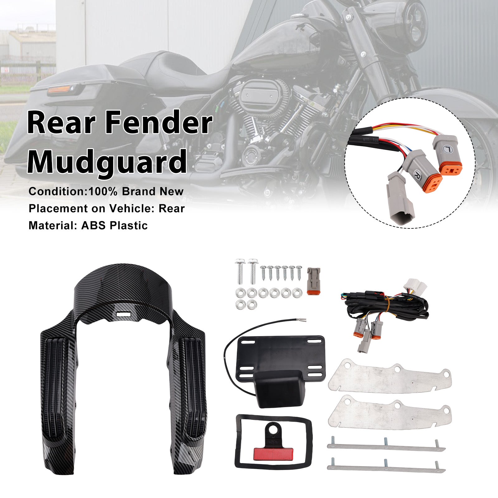 Passend für 2014 Touring Road King FLHR Street Glide Heckfender mit LED-Beleuchtung