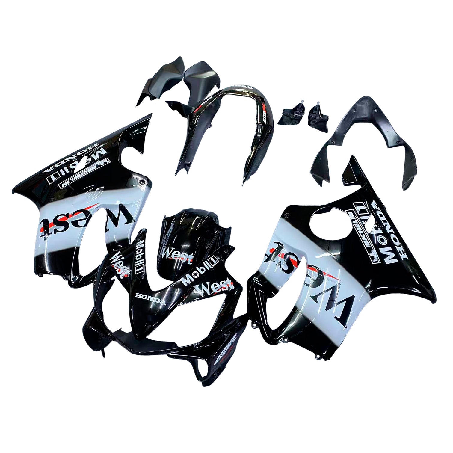 Amotopart 2004-2007 Honda CBR600 F4i Black White Fairing Kit