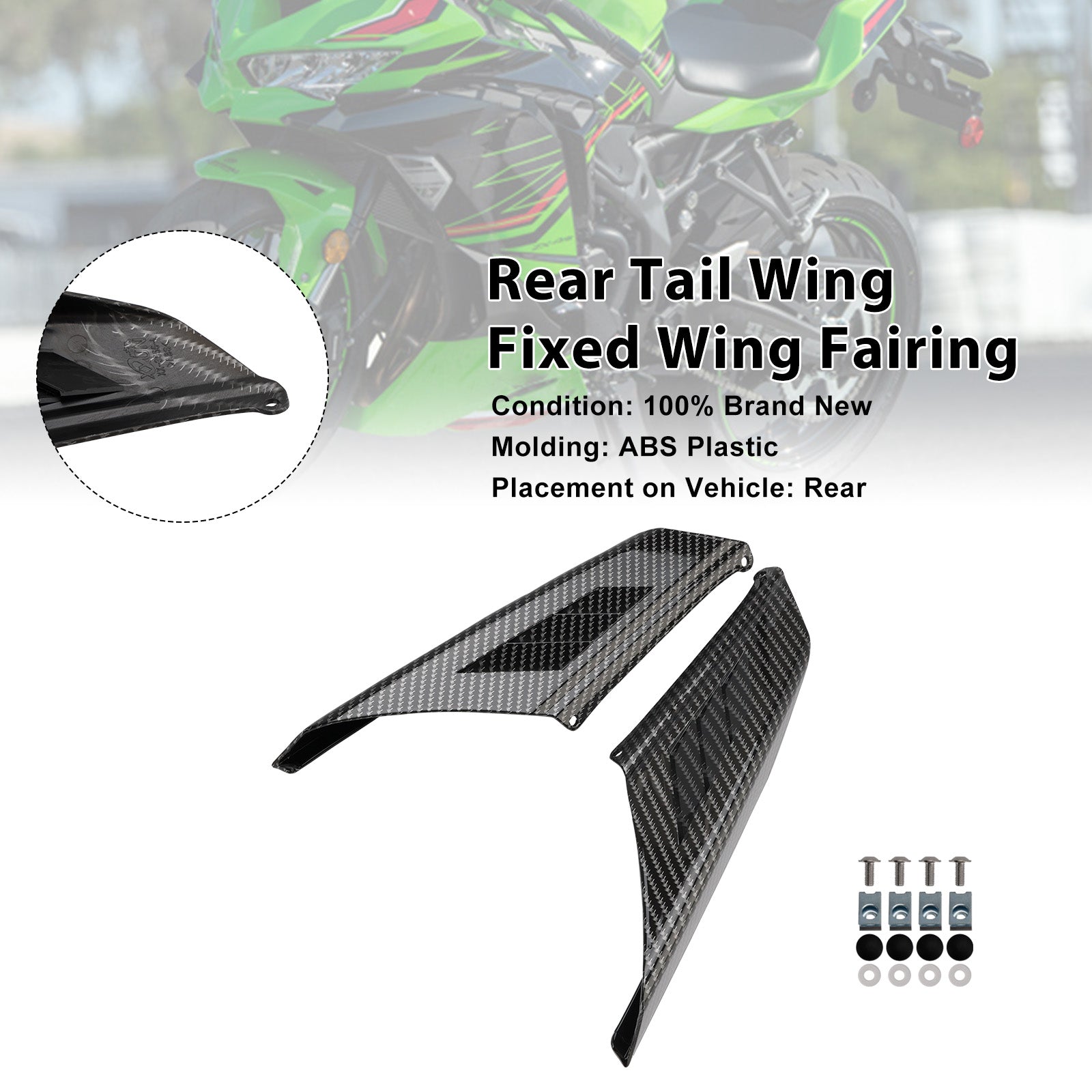 Kawasaki NINJA ZX-4R ZX-4RR 2023-2025 Rear Tail Wing Fixed Wing Fairing