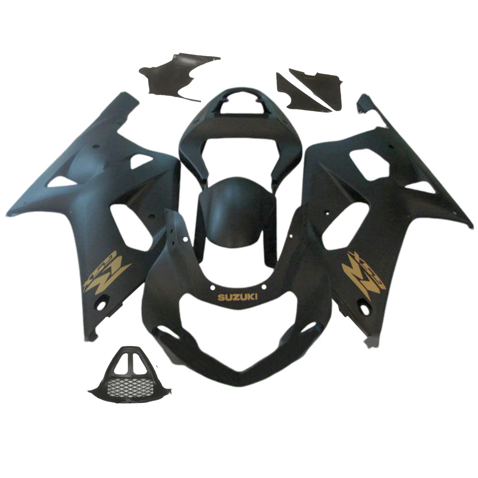 Amotopart 2000-2002 K1 K2 GSXR1000 Suzuki Matte Black with Gold Logo Fairing Kit