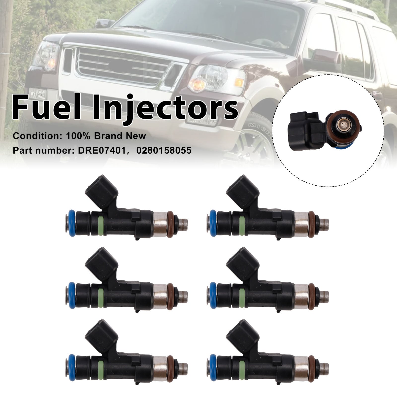 Vstřikovače paliva Mercury Mountaineer Ford Explorer 6PC DRE07401 0280158055