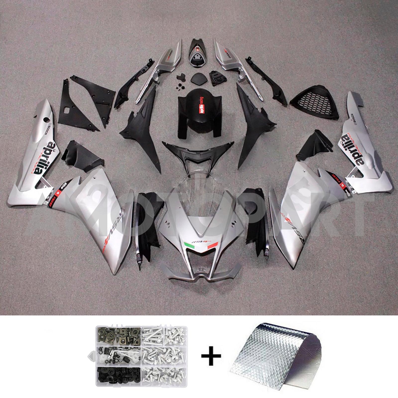 Amotopart 2009-2015 Aprilia RSV4 1000 Silver Black Fairing Kit