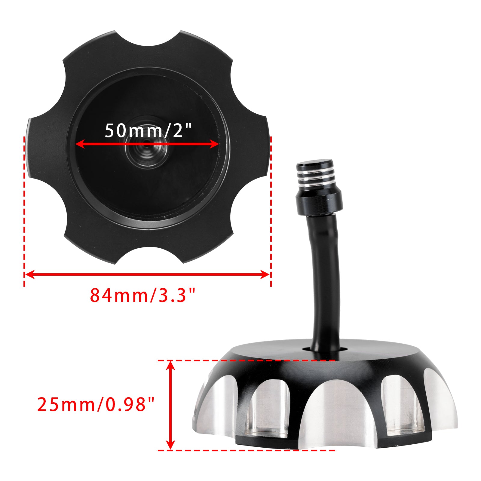 Yamaha Raptor 50 80 700 R Badger Grizzly 80 125 CNC Fuel Tank Cap w/Vent