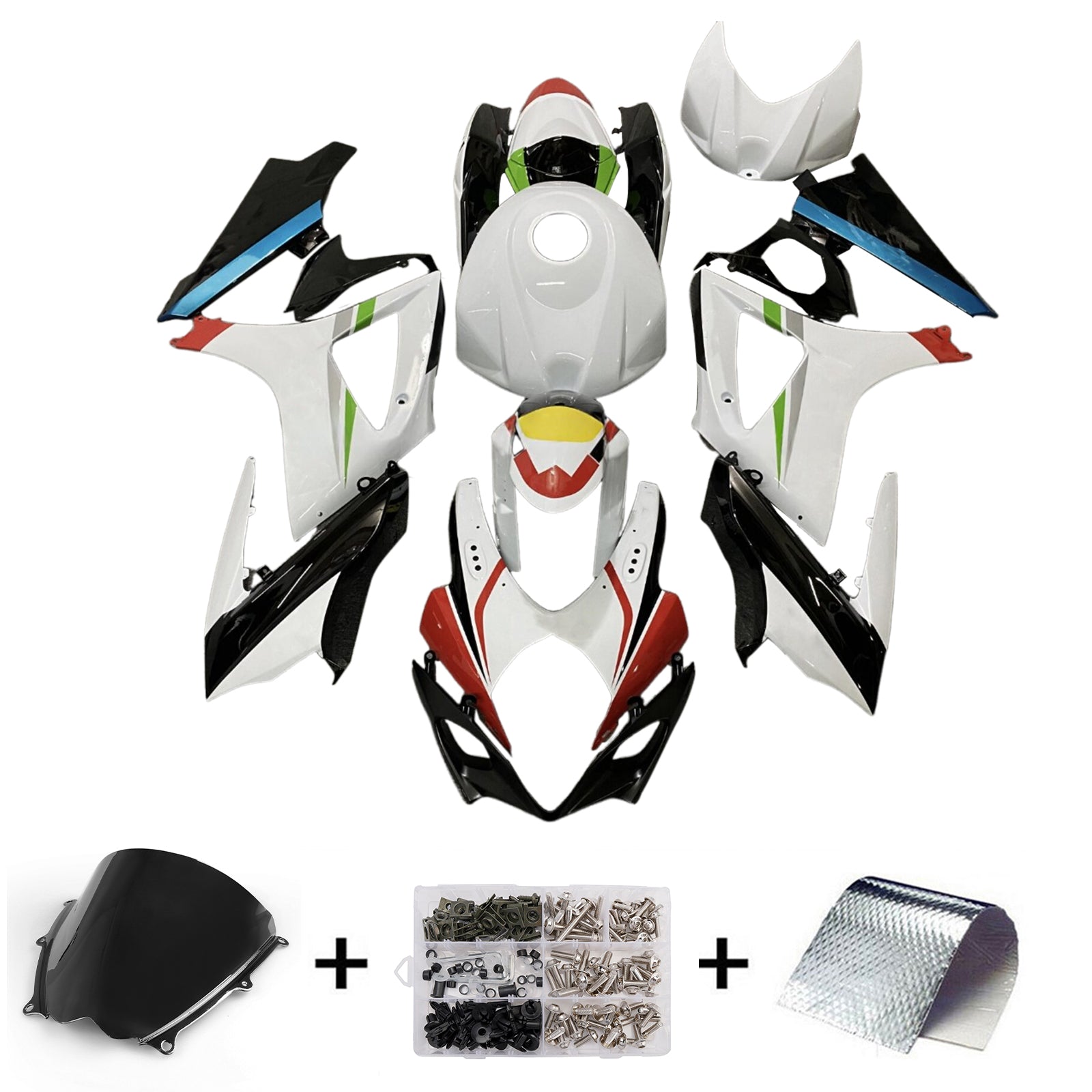 Amotopart 2007-2008 Suzuki GSXR1000 White Black Red Fairing Kit