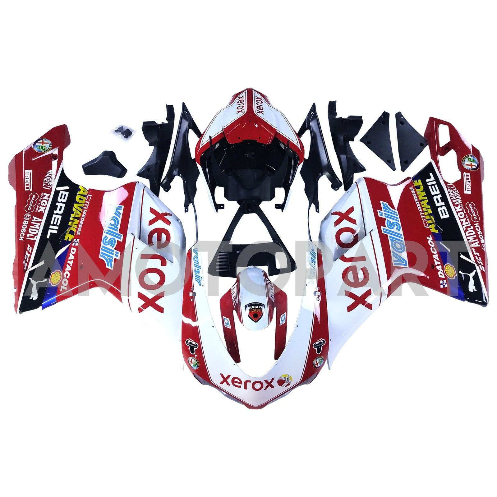 Amotopart All Years Ducati 1098/1198/848 Red White Fairing Kit
