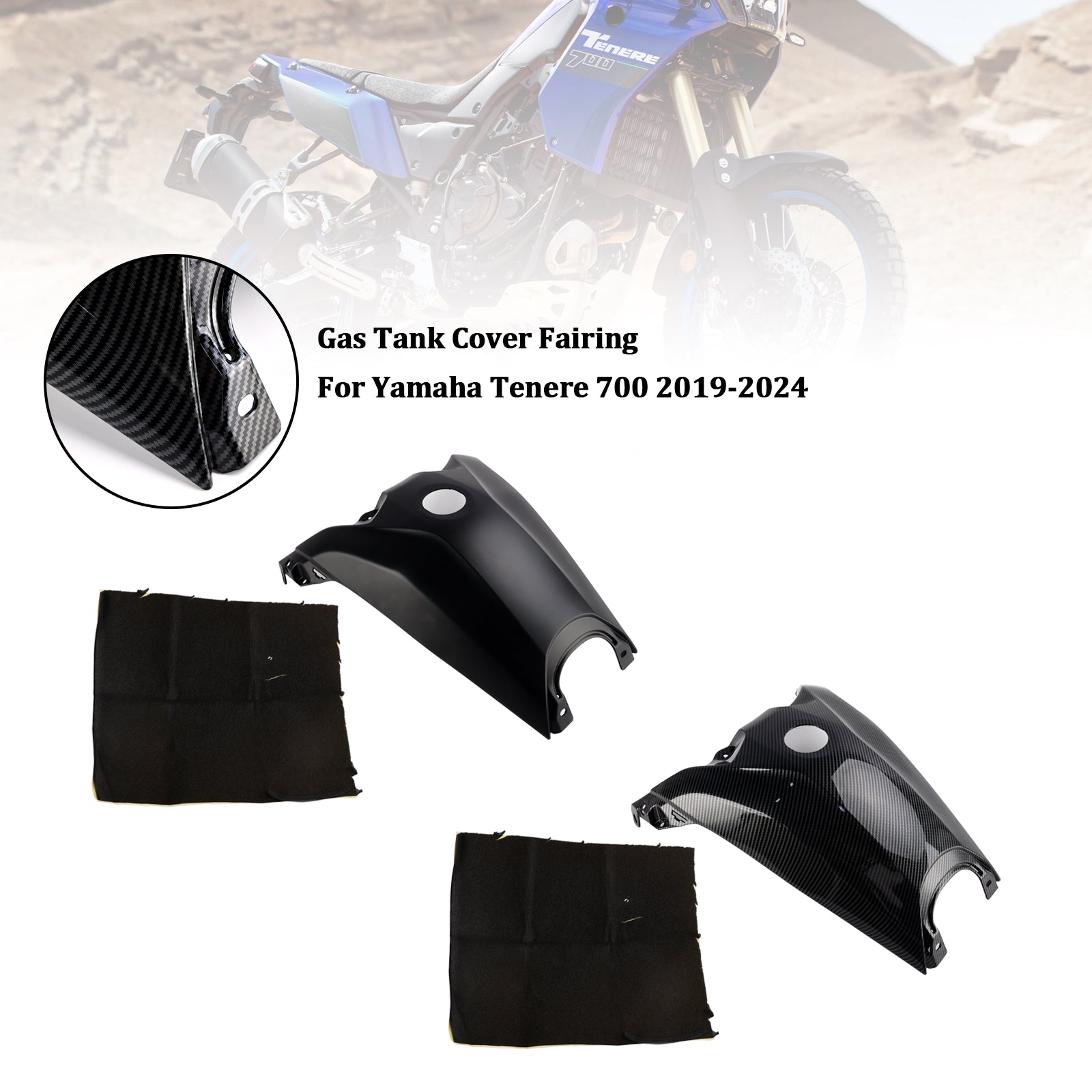 2019-2024 Yamaha Tenere 700 Tanque de gasolina Protetor de carenagem de tanque de gasolina